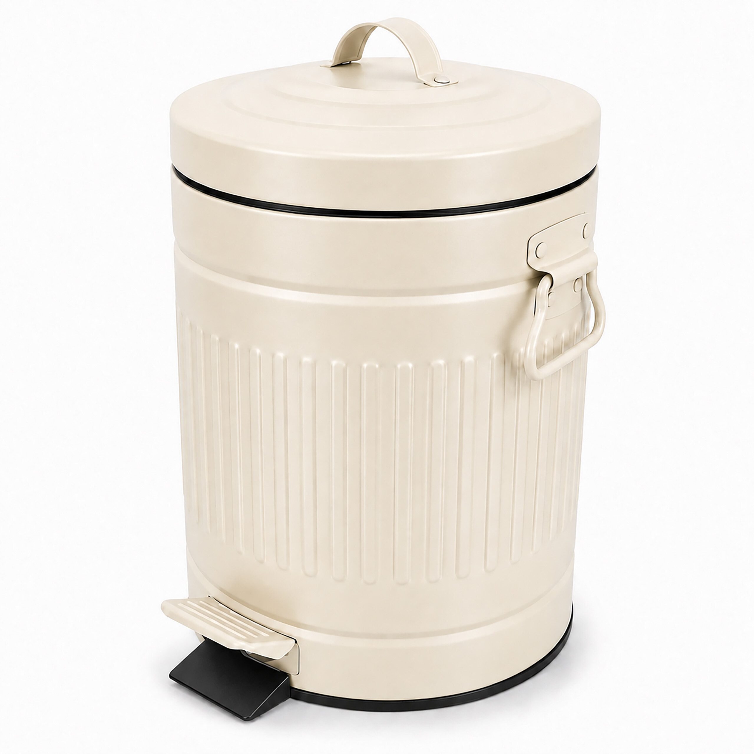 relaxdays Kosmetikeimer Retro Kosmetikeimer 5 Liter, weiß, Badezimmer Mülleimer, Badmülleimer