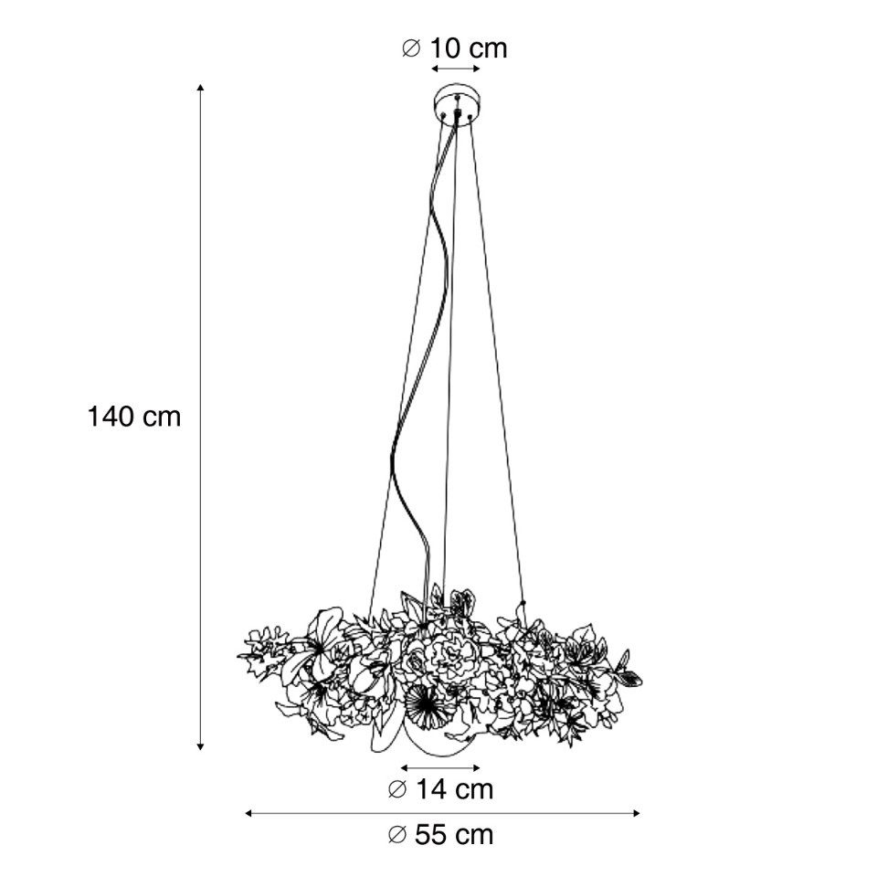 Qazqa Deckenleuchte Flower power, ohne Leuchtmittel, Warmweiß, QAZQA Deckenleuchte, g9, Bunt, Metall, Bohemian