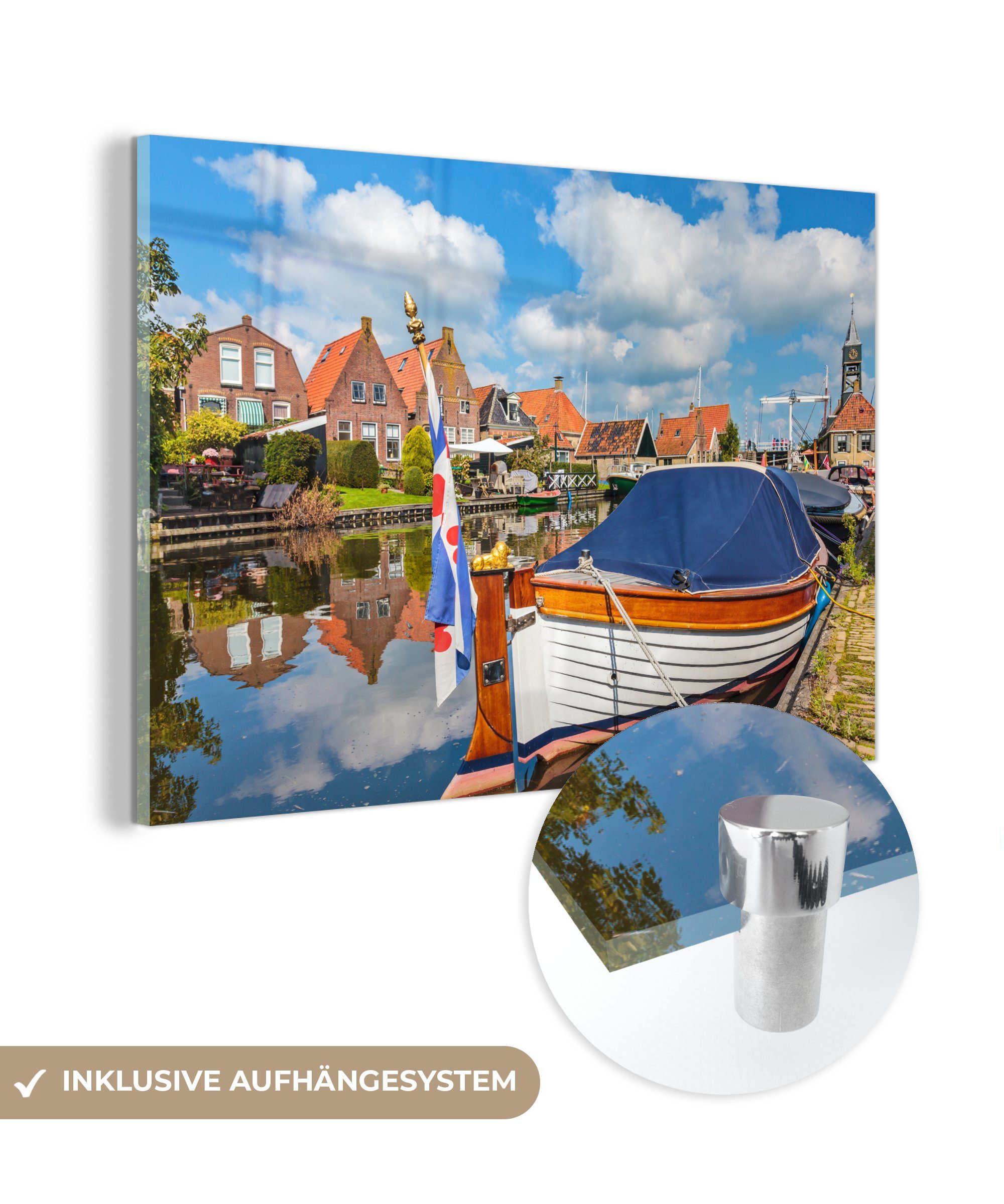 MuchoWow Acrylglasbild Friesland - Schaluppe - Dorp, (1 St), Acrylglasbilder Wohnzimmer & Schlafzimmer