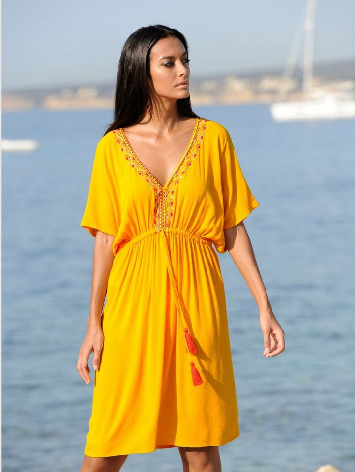 Alba Moda Strandkleid mit Stickerei in gelb