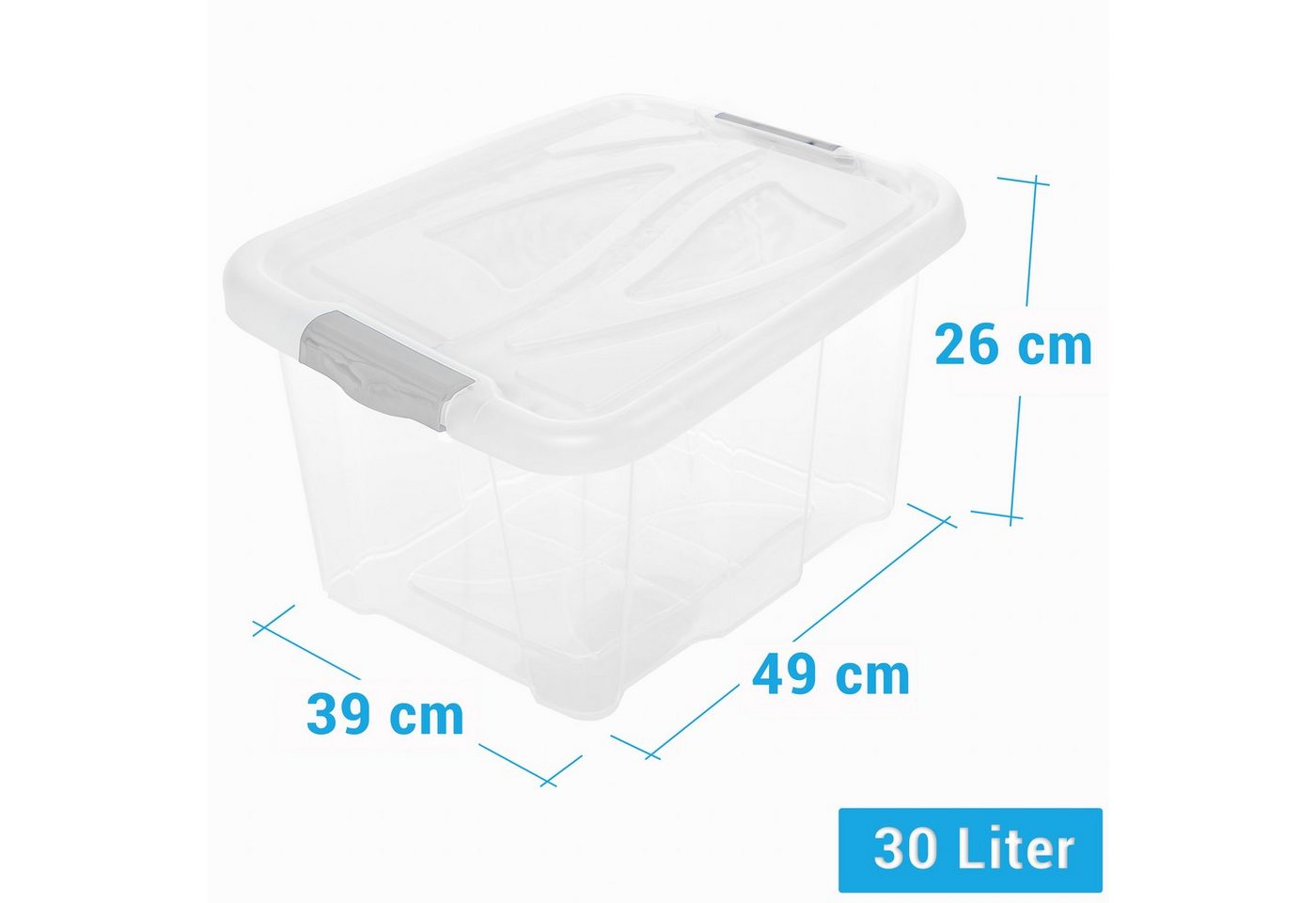 Thumbnail - Centi Stapelbox Aufbewahrungsbox mit Deckel 30 Liter (Spar Set, 8 St), mit Deckel