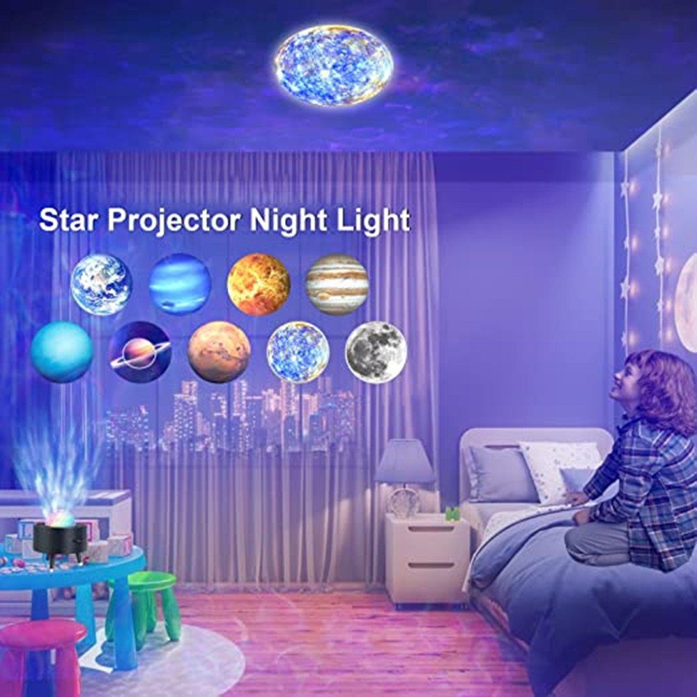 XDOVET Nachtlicht Fernbedienung,(schwarz)Sternenlicht Projektor Sternenhimmel LED mit, Projektor,Musik Lampe white Galaxy mit Sternenprojektor