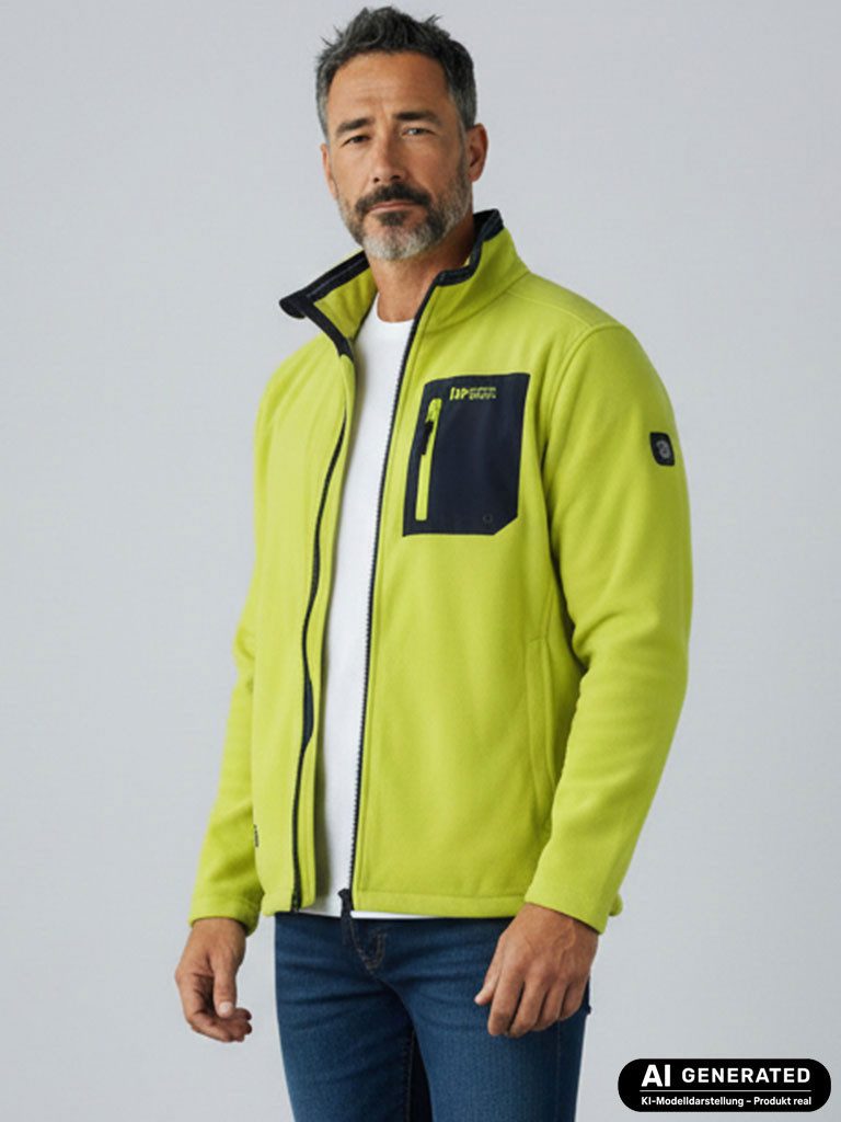 Dry Fashion Fleecejacke Esens Herren Jacke Fleece Stehkragen - Übergangsjacke Freizeitjacke Sportive Passform, Seitentaschen & Brusttasche mit Reißverschluss