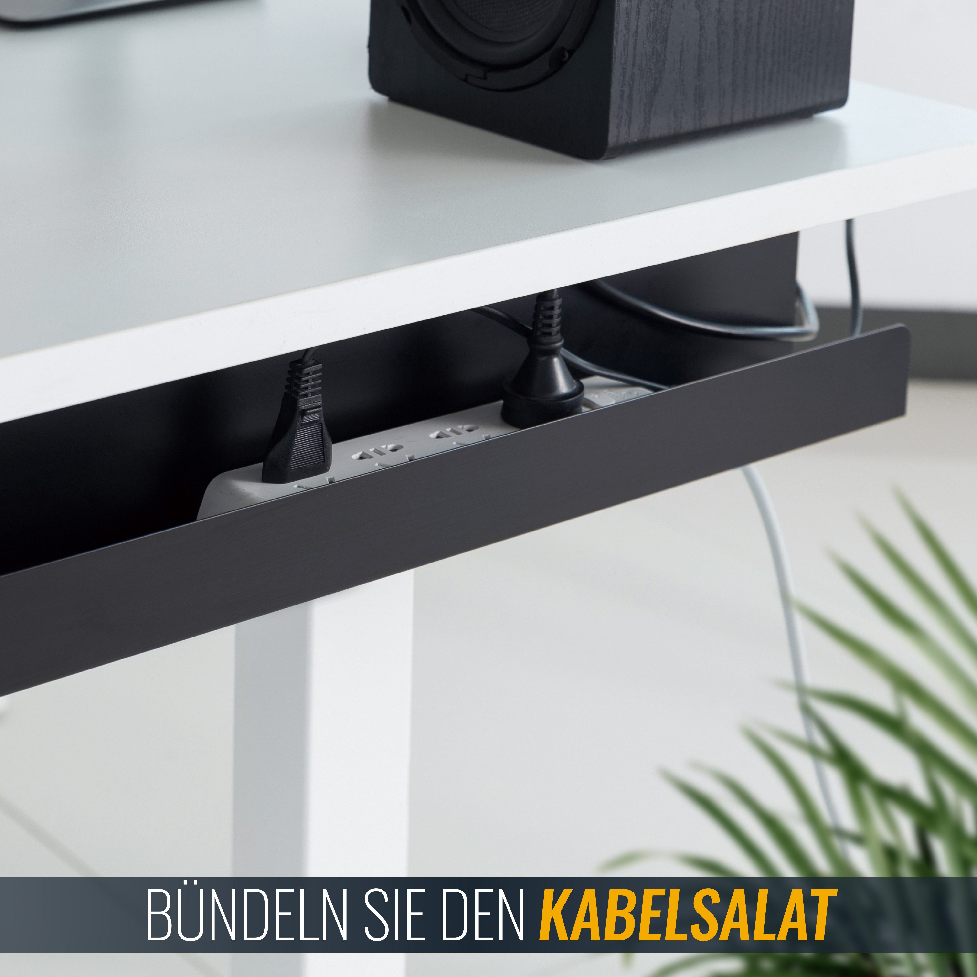 RICOO Kabelführung Kabelwanne für Untertischmontage Schreibtisch 60cm Z1111 (Kabelmanagement-System, 1-St., LxBxH 600mm x 76mm x 114mm, Untertisch-Montage), Kabelwanne Kabelkanal Kabelmanagement Kabeltunnel Kabelkorb