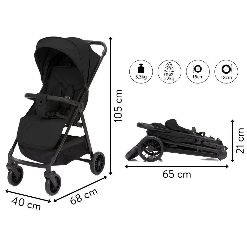 MICA Kombi-Kinderwagen MICA - Buggy Milo - schwarz