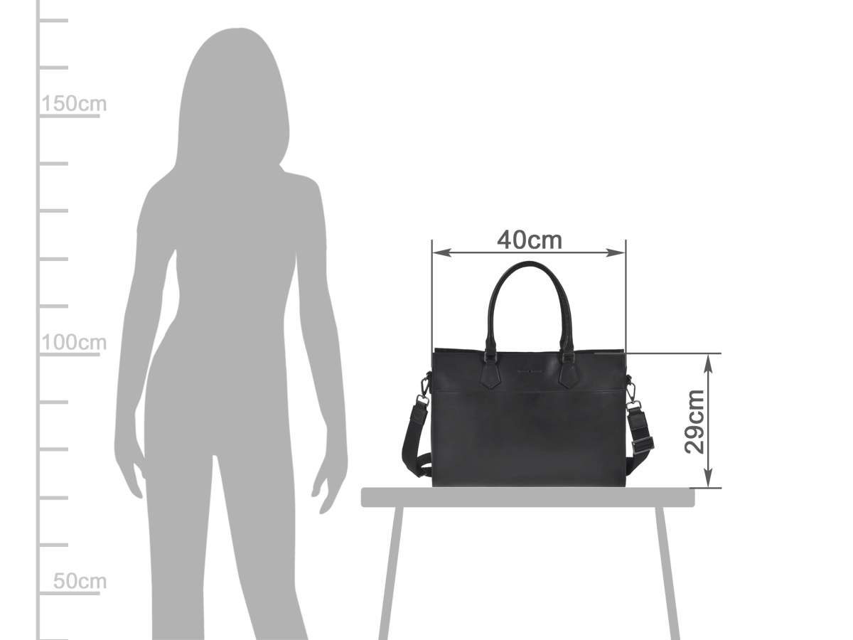 Greenburry Aktentasche Pure Black, Shopper, Hauptfach, Vorfach, Notebookfach 37x24cm, Leder