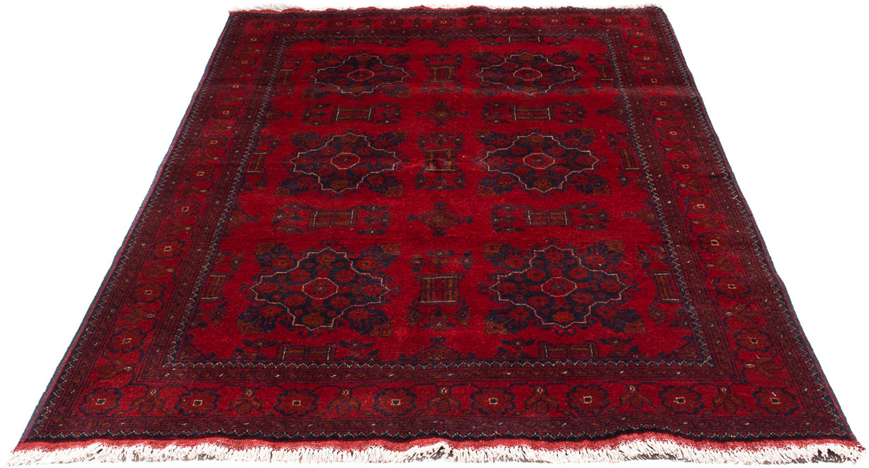 Orientteppich Afghan - Kunduz - 219 x 126 cm - dunkelrot, morgenland, rechteckig, Höhe: 7 mm, Wohnzimmer, Handgeknüpft, Einzelstück mit Zertifikat