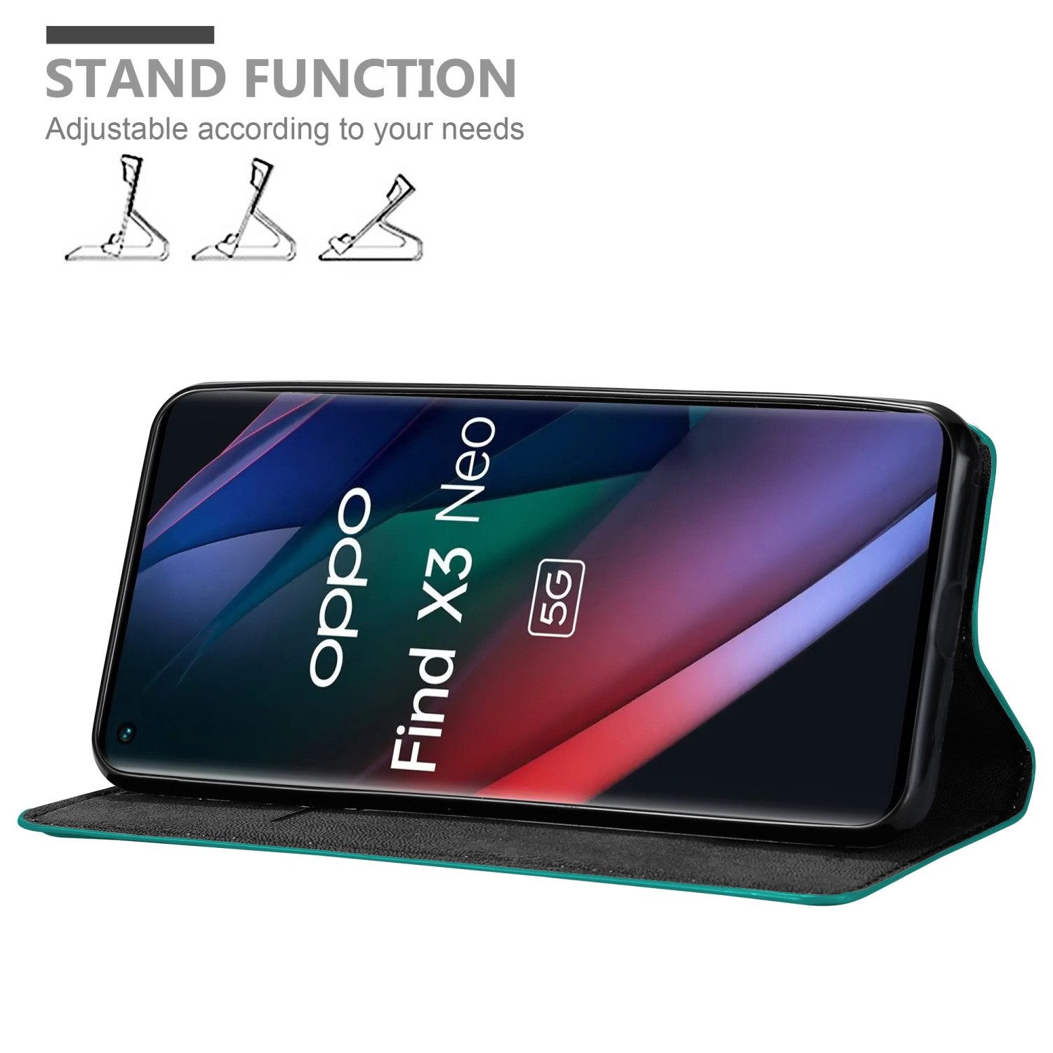 Cadorabo Handyhülle für Oppo FIND X3 NEO Hülle Oppo FIND X3 NEO, Hülle Schutzhülle mit Standfunktion, Magnetverschluss und Kartenfach