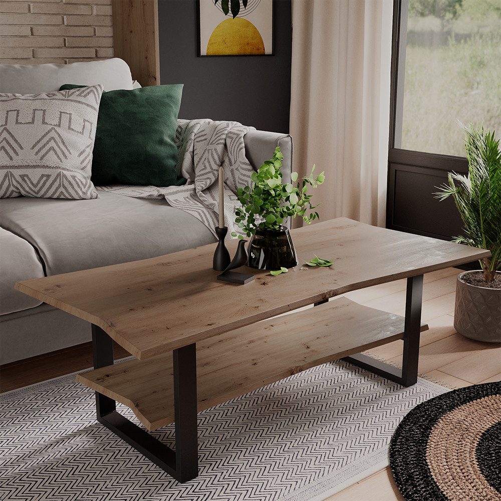 Vicco Couchtisch Yan, Artisan, 120 x 60 cm, mit Ablage (1-St)