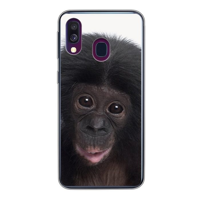 MuchoWow Handyhülle Affe - Schimpanse - Porträt - Kinder - Jungen - Mädchen Handyhülle Samsung Galaxy A40 Smartphone-Bumper Print Handy