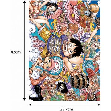 GalaxyCat Wandbild One Piece Wandbild, Strohhut Party Poster auf Hartschaum, 30x42cm, Strohhut-Piratenbande Party (1 St), One Piece Poster