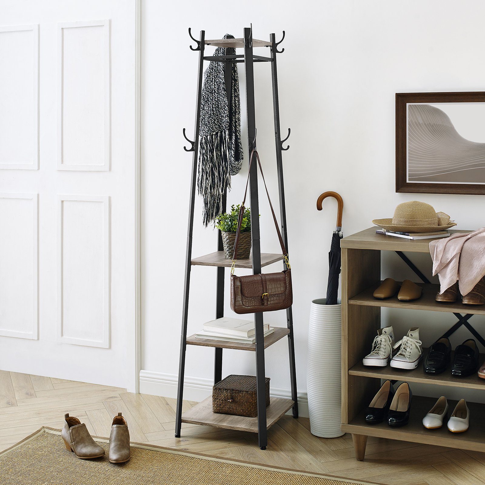 VASAGLE Garderobenständer Kleiderständer, 8 Haken, 43x43x180 günstig online kaufen