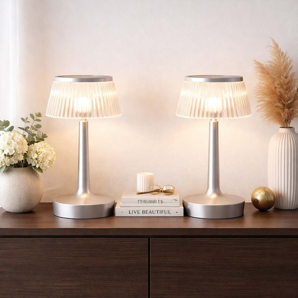 GLOBO LIGHTING LED Tischleuchte, LED-Leuchtmittel fest verbaut, Kaltweiß, Warmweiß, Neutralweiß, Tageslichtweiß, Farbwechsel, 2x Tischlampe Nachttischlampe LED Schlafzimmerlampe
