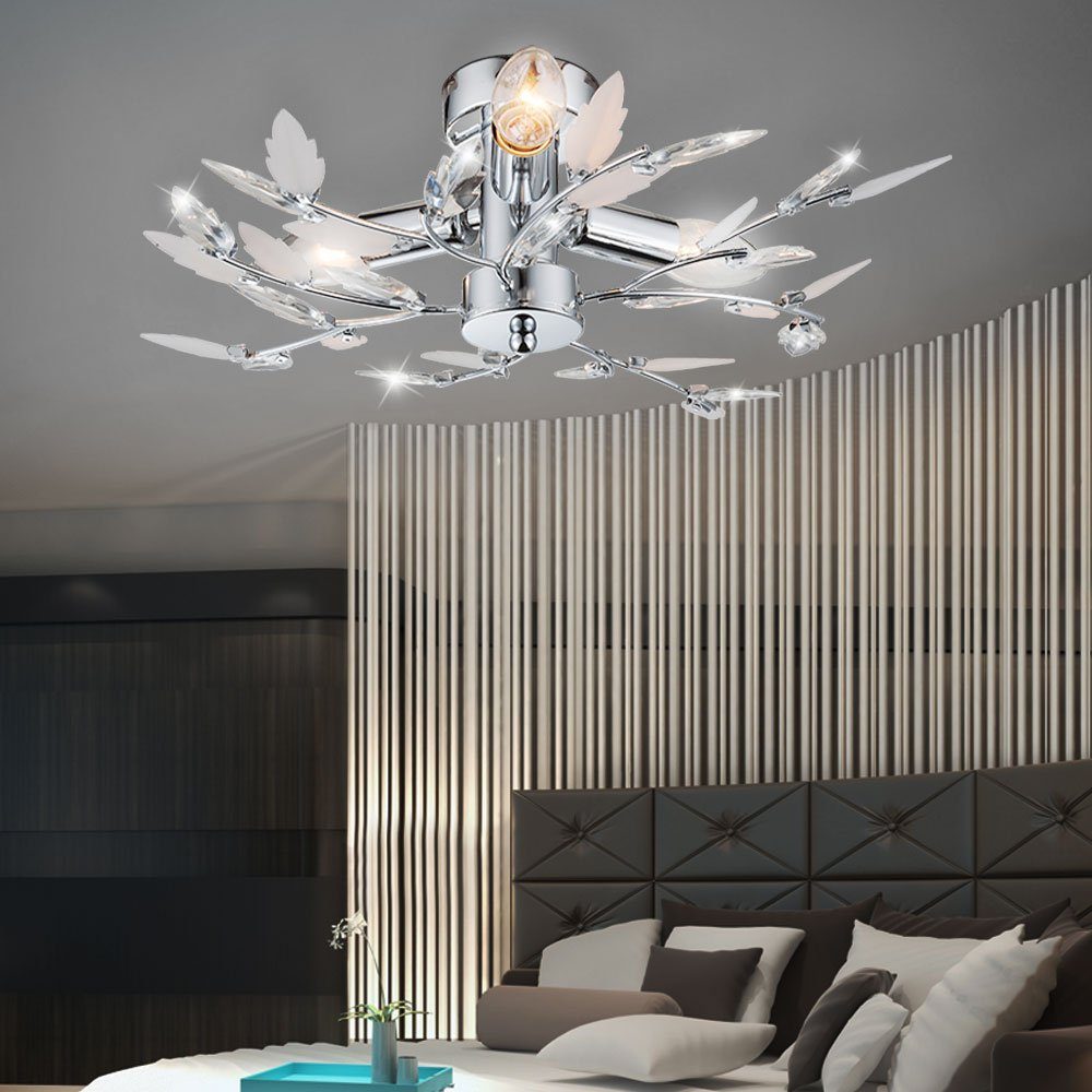 etc-shop LED Deckenleuchte, inklusive, Blätter Deckenleuchte Fernbedienung Warmweiß, dimmbar mit Wohnzimmerlampe Leuchtmittel Farbwechsel