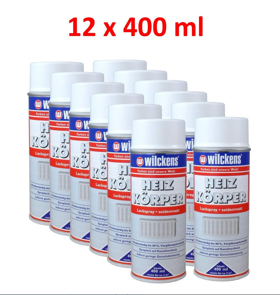 Wilckens Farben Sprühlack Wilckens Heizkörperlackspray weiß seidenmatt 12 x 400 ml Heizung Lack