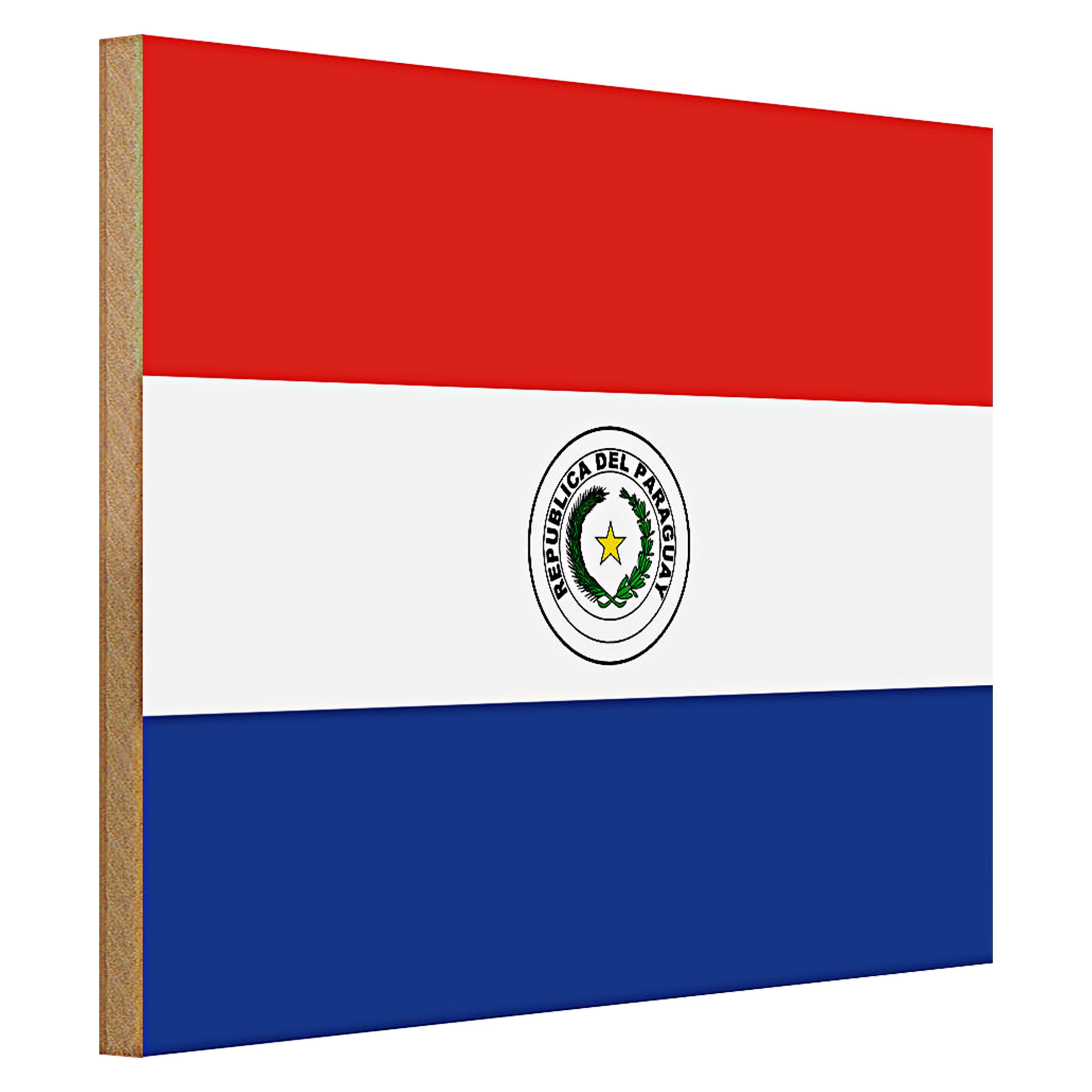 Roomando Holzbild Flagge Paraguay 40x30cm Flag of Paraguay