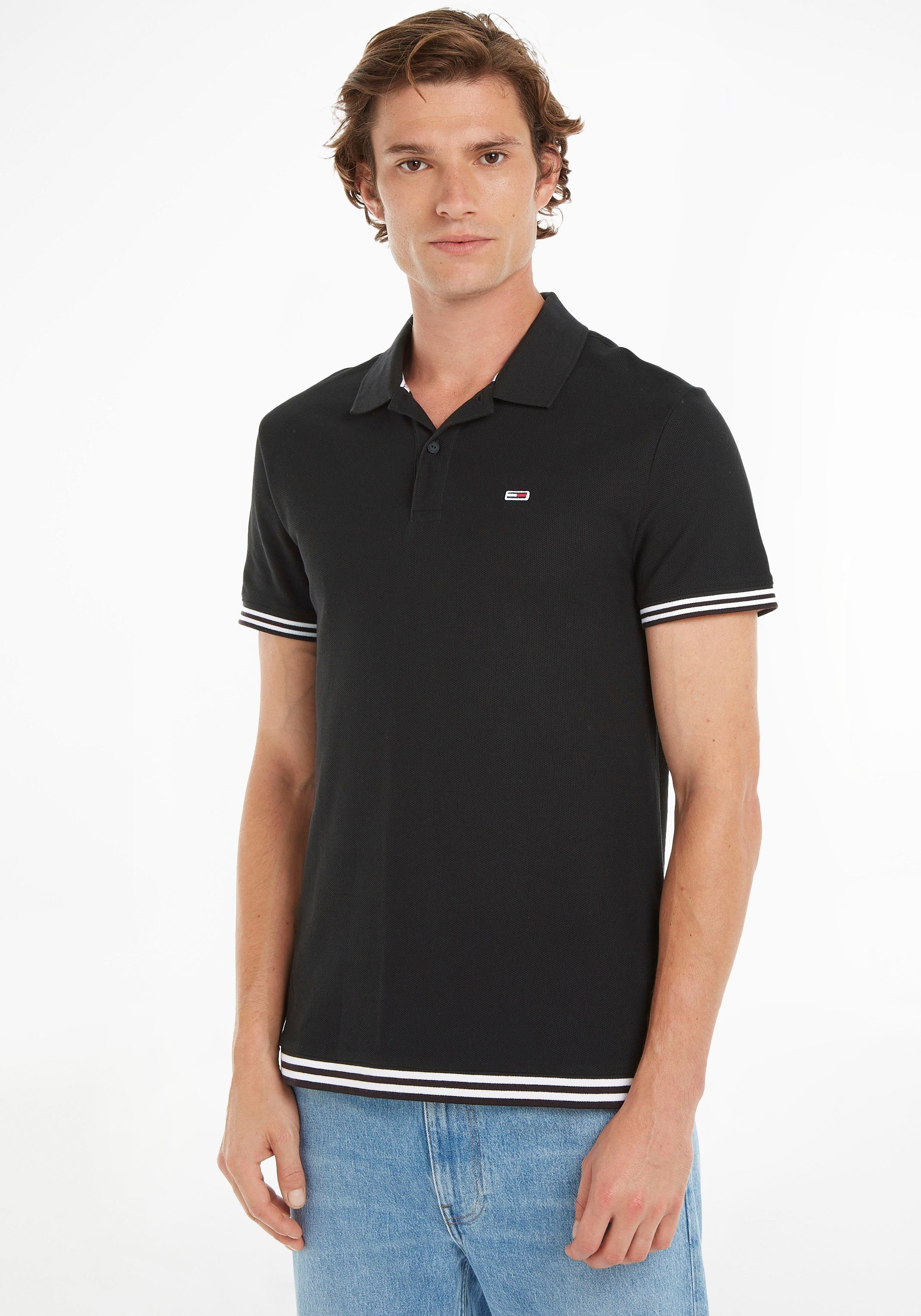 Tommy Jeans POLO Polokragen CLSC TIPPING Poloshirt TJM Black mit