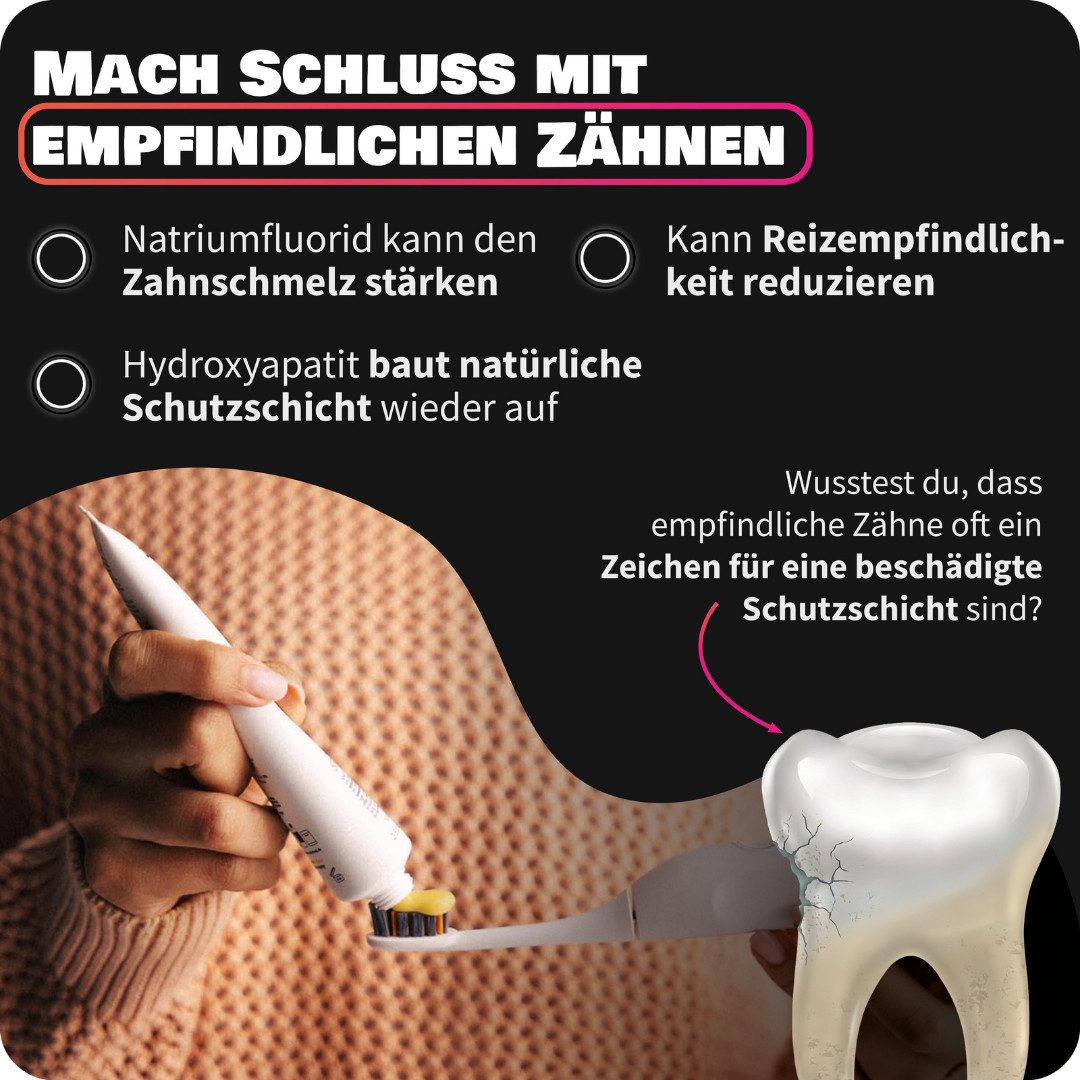 Zahnheld Zahnpasta Sensitive mit Fluorid für empfindliche Zähne, lindert Zahnschmerzen, natürliche Inhaltsstoffe, stärkt Zahnschmelz, vegane Zahncreme