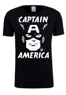 LOGOSHIRT T-Shirt Captain America - Portrait mit Captain America-Print
