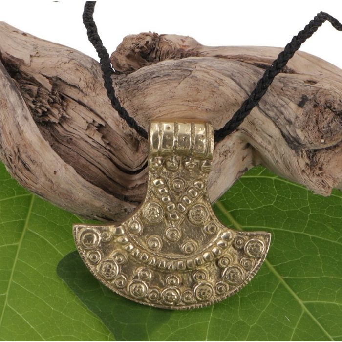 Guru-Shop Perlenkette Makramee Kette mit Tribal Anhänger - Modell 3