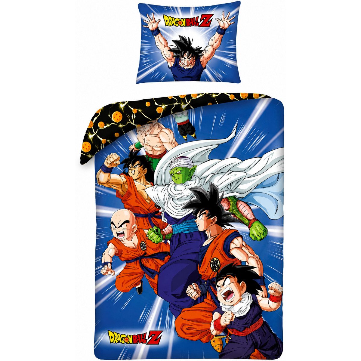 Dragon Ball Bettwäsche Set aus Baumwolle Deckenbezug 140 × 200 cm mit 70 × 90 cm Kissenbezug, Baumwolle, 2 teilig