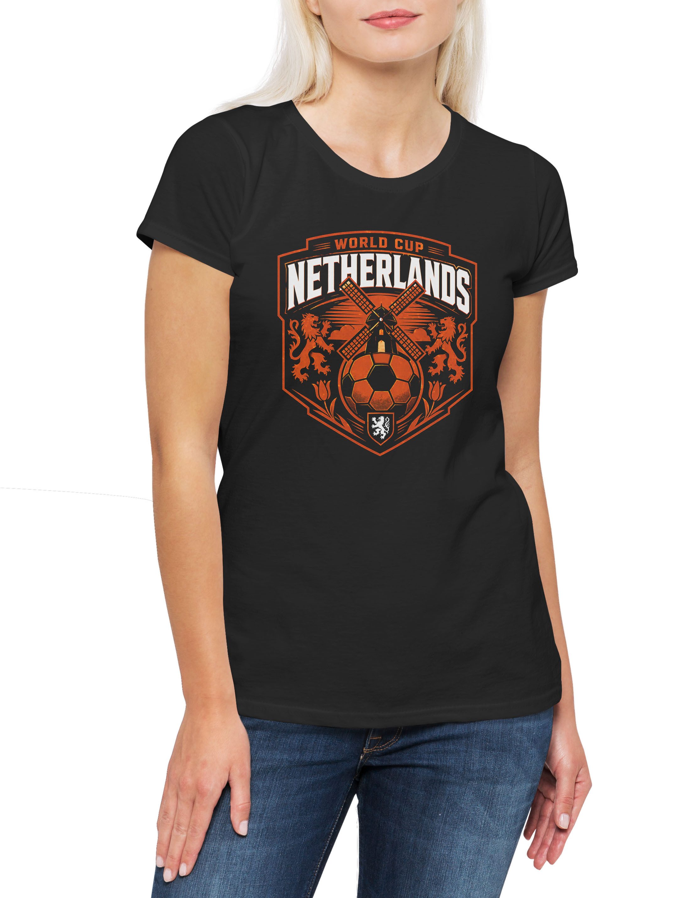 Urban Backwoods Print-Shirt Team Netherlands 2 Damen T-Shirt Niederlande Holland Orange Army (1-tlg) Oranje Fußball WM Soccer