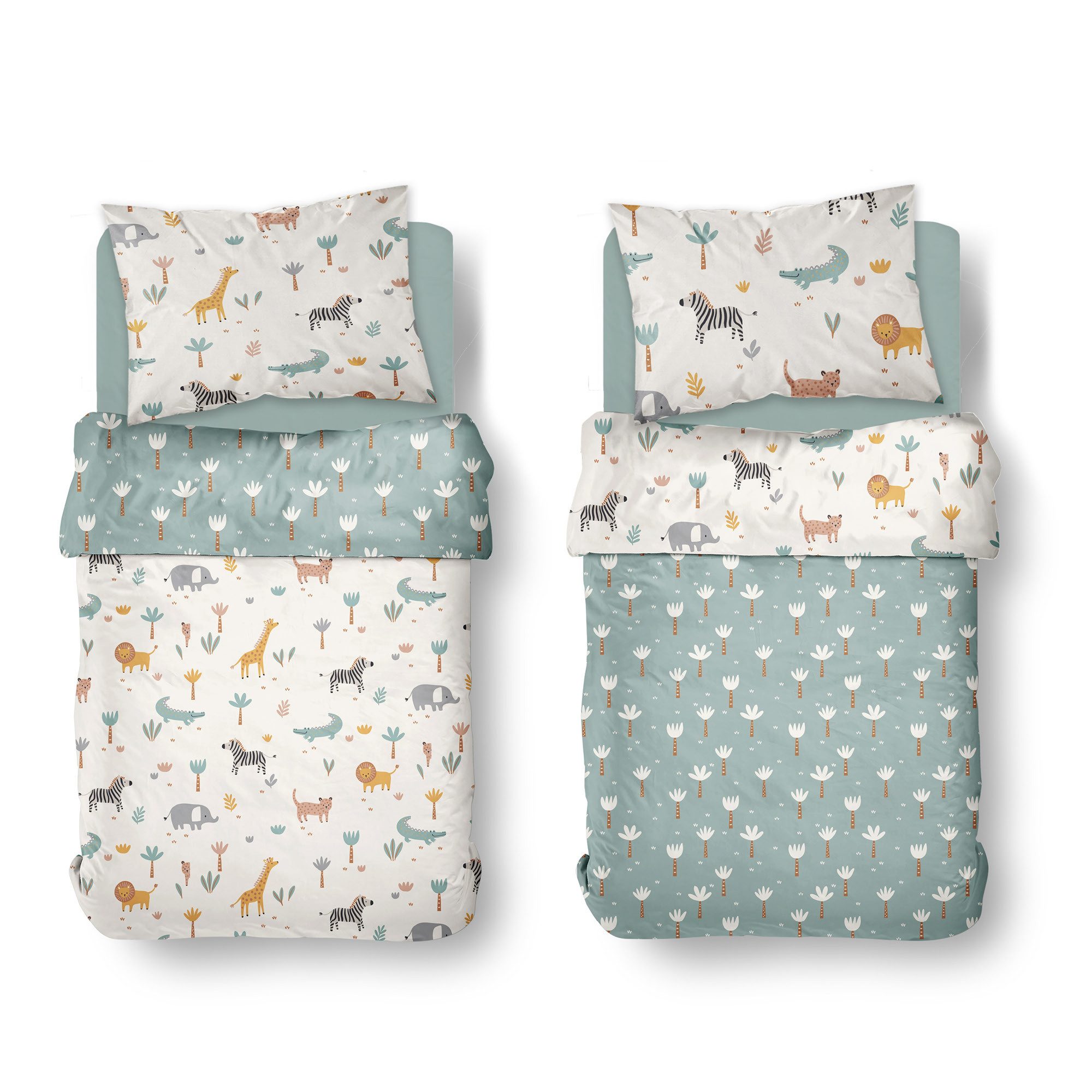 Familando Babybettwäsche Motiv Safari mit Dschungel Tieren 100x135 40x60 cm günstig online kaufen