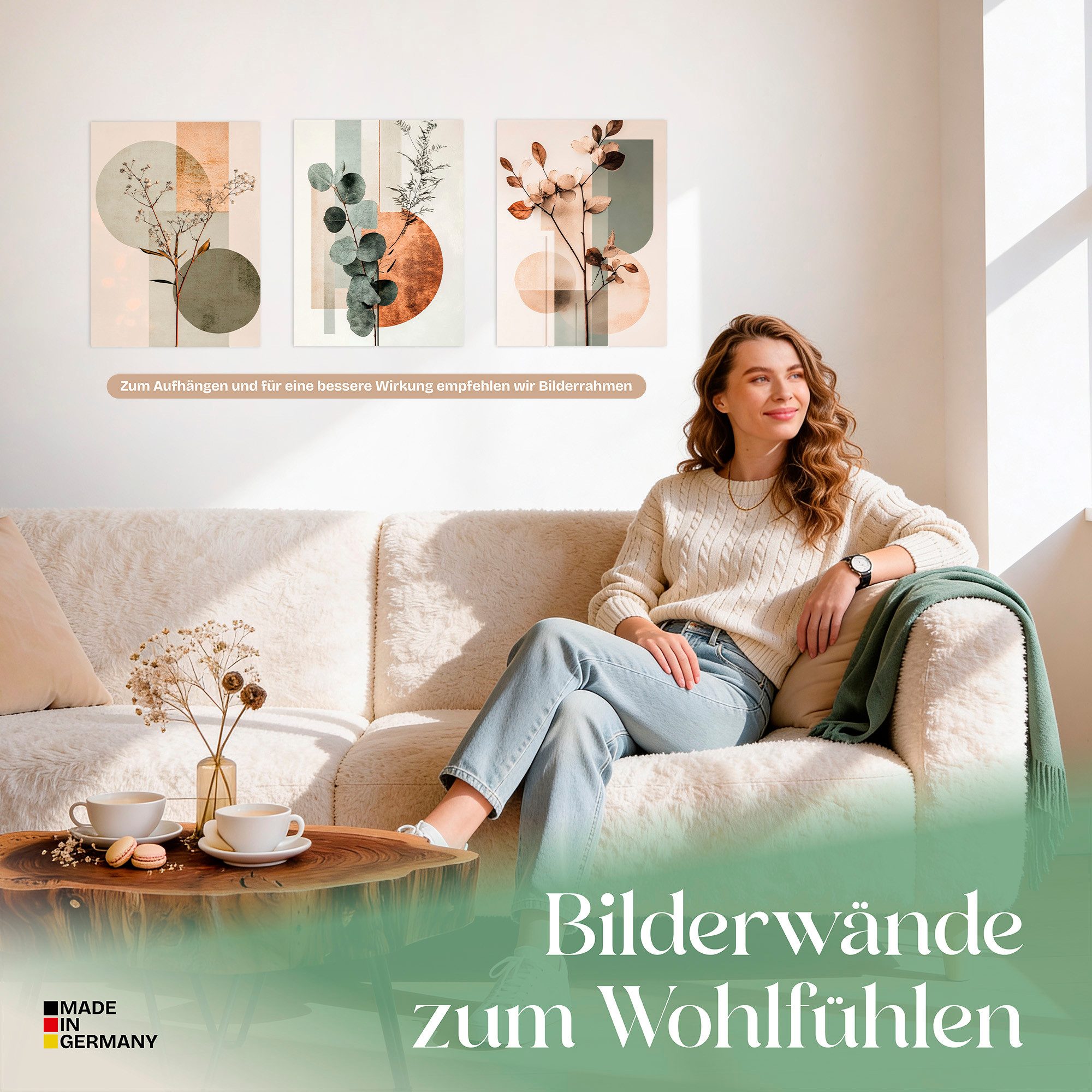 ARTFAVES Bilder-Collage Poster Set Abstract Flower Art 2 I mehrteilige Bilderwand I Wandbilder, (Wandbilder modern, 3 St)