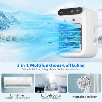 GOOLOO Ventilatorkombigerät Tragbarer Luftkühler Klimaanlage Mobil Luftbefeuchter und Luftreiniger, 500-ml-Wassertank mit großem Fassungsvermögen