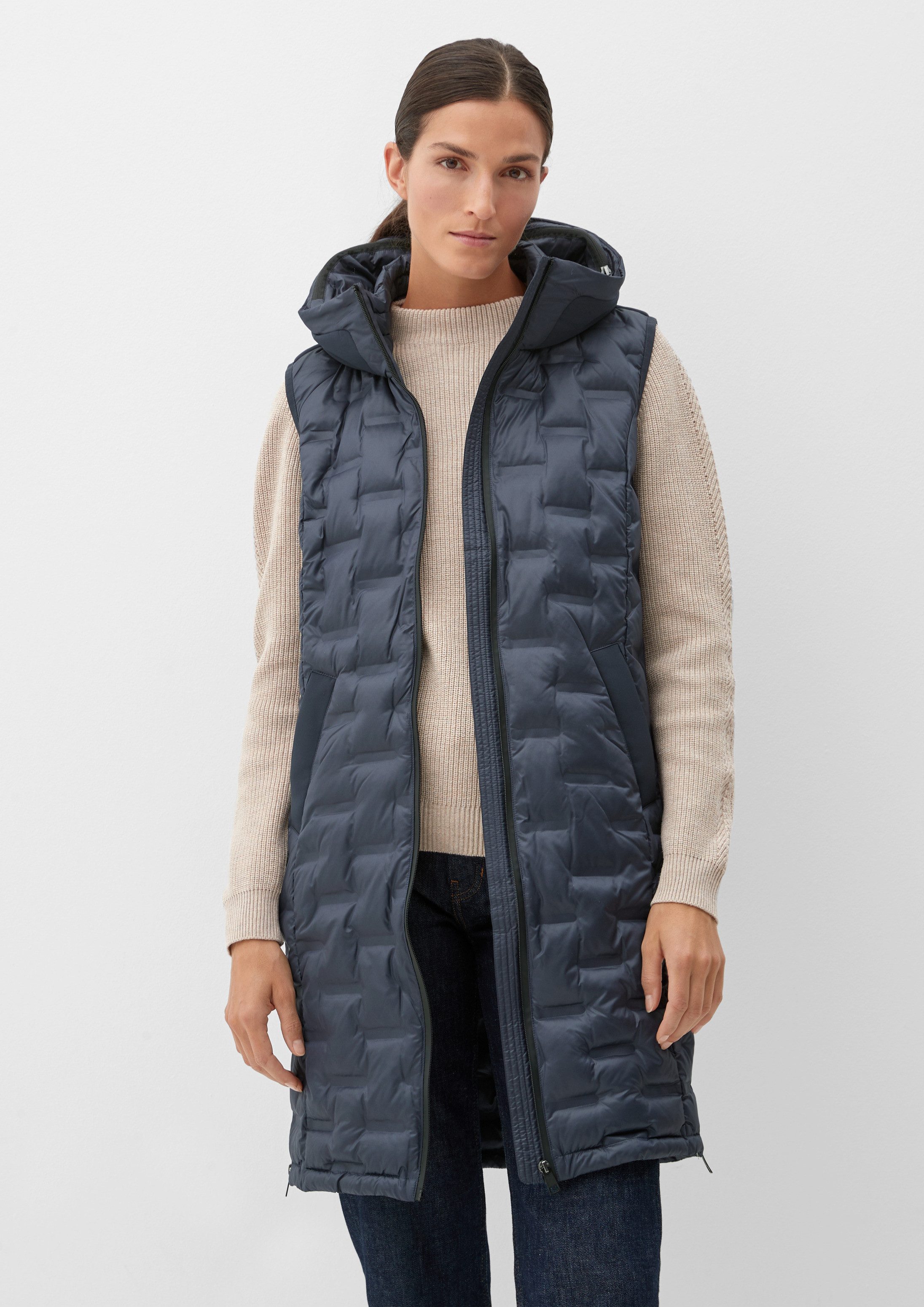 s.Oliver Outdoorjacke Outdoor-Weste Long-Weste mit Steppung