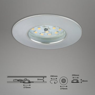 Briloner Leuchten LED Einbauleuchte 7231-039, LED fest verbaut, Warmweiß, Einbauleuchte SET für Bad - dimmbar IP44 Ø 7,5cm