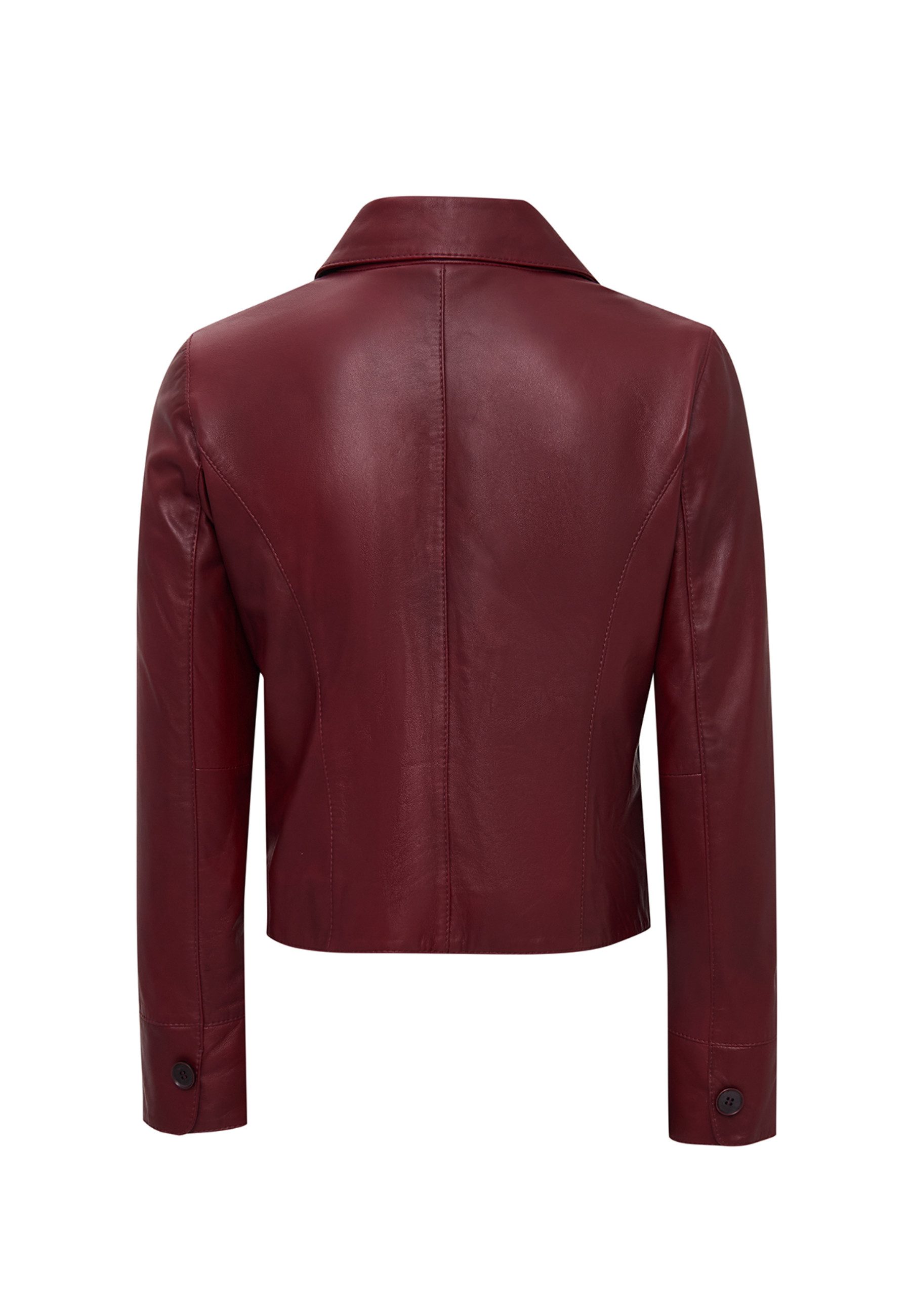 Derimod Lederjacke Beatrix Kurze Lederjacke Regular Fit, Knopfverschluss, Hemdkragen, Kurz, Textilfutter