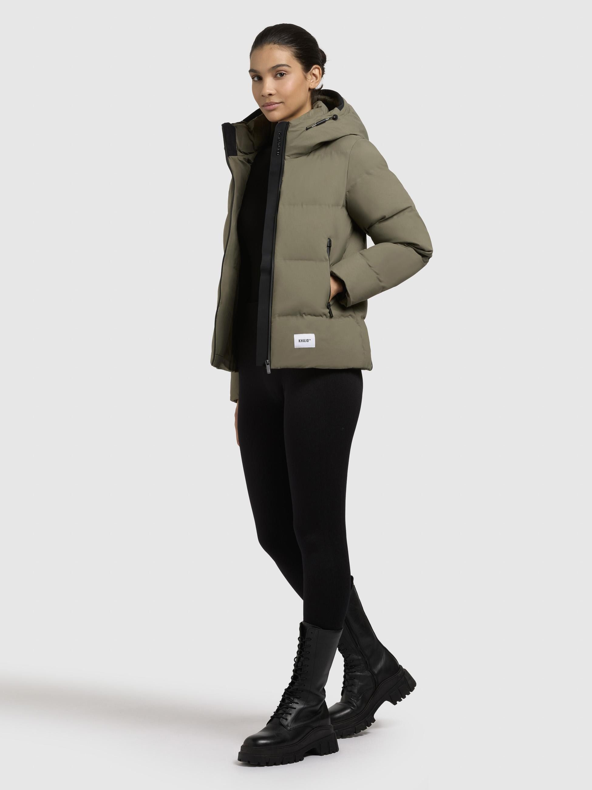 khujo Winterjacke Liev-YM Warme gesteppte Damen Kapuzenjacke