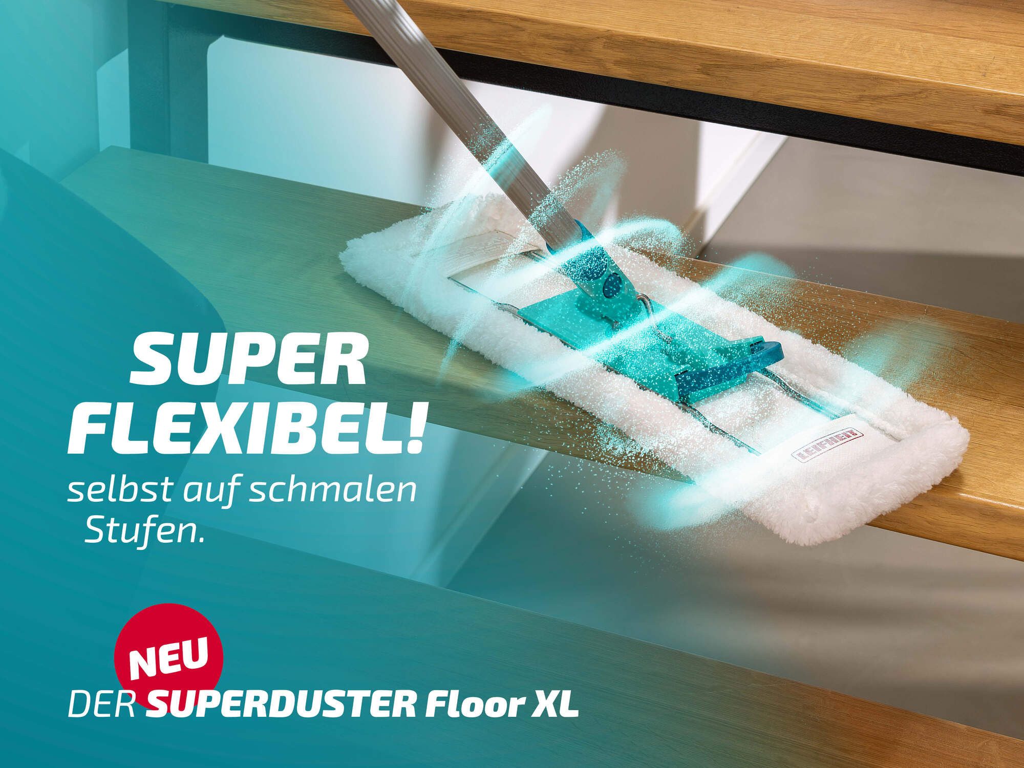 Leifheit Staubbezug SUPERDUSTER Floor XL 2er Set Wischbezug (Mikrofaser, 18.0x50.0 cm, 2-tlg., langlebig, für Fliesen, Parkett, Stein, maschinenwaschbar) – Bild 5 von 5