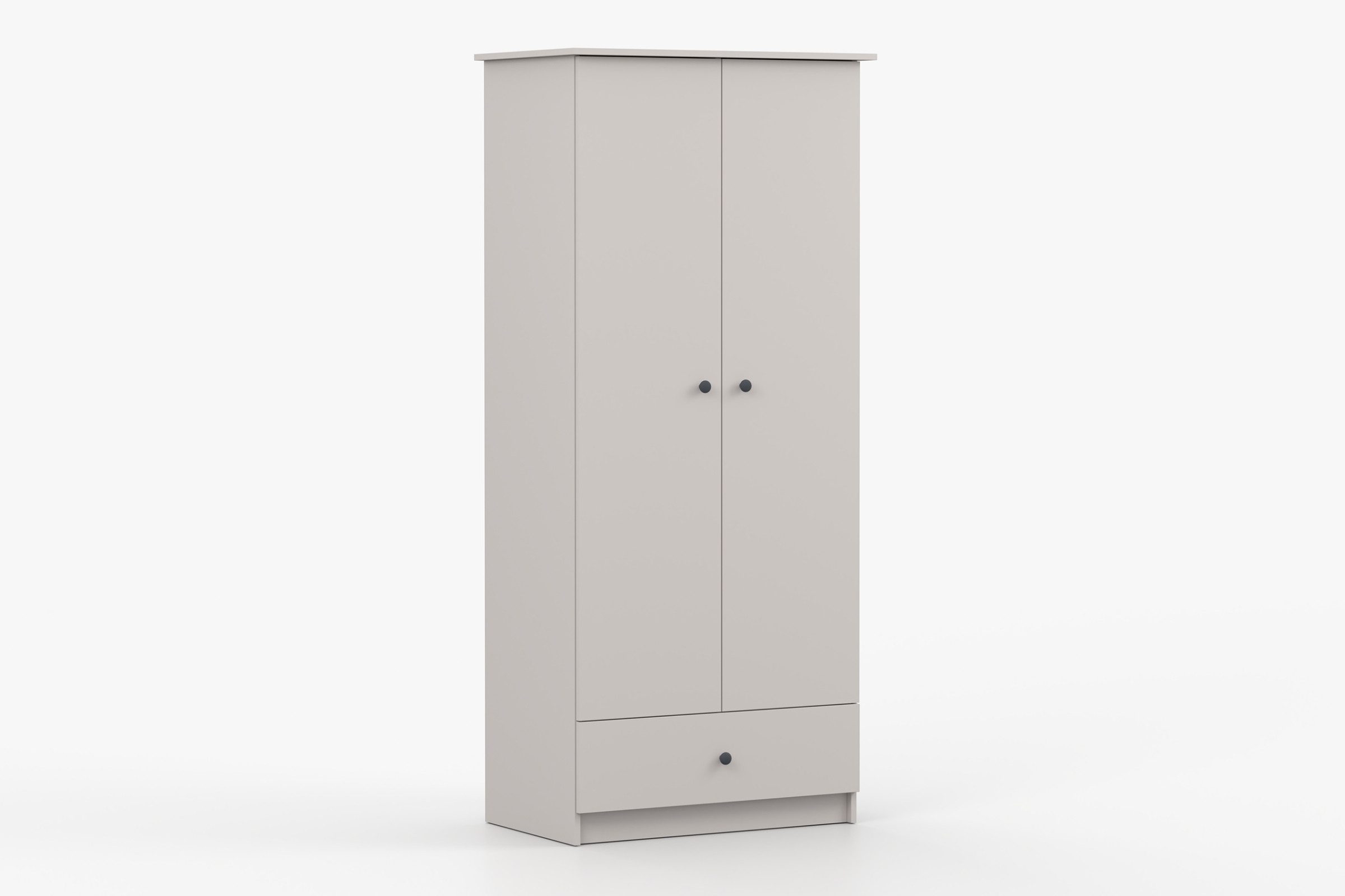 Deine Möbel 24 Kinderkleiderschrank OSCAR Kleiderschrank Drehtürenschrank 85 cm breit (Set, 2-St., ganz in Weiß / Cashmere, Griffe: Rosa / Anthrazit OSCAR-Kollektion) Kinderzimmer Jugendzimmer Jungenzimmer Mädchenzimmer