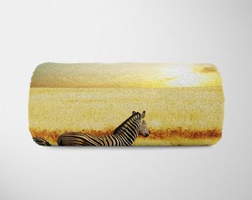 Sinus Art Handtücher Handtuch Strandhandtuch Saunatuch Kuscheldecke mit Tiermotiv Zebras Afrika Sonn, Baumwolle-Polyester-Mix (1-St), Handtuch