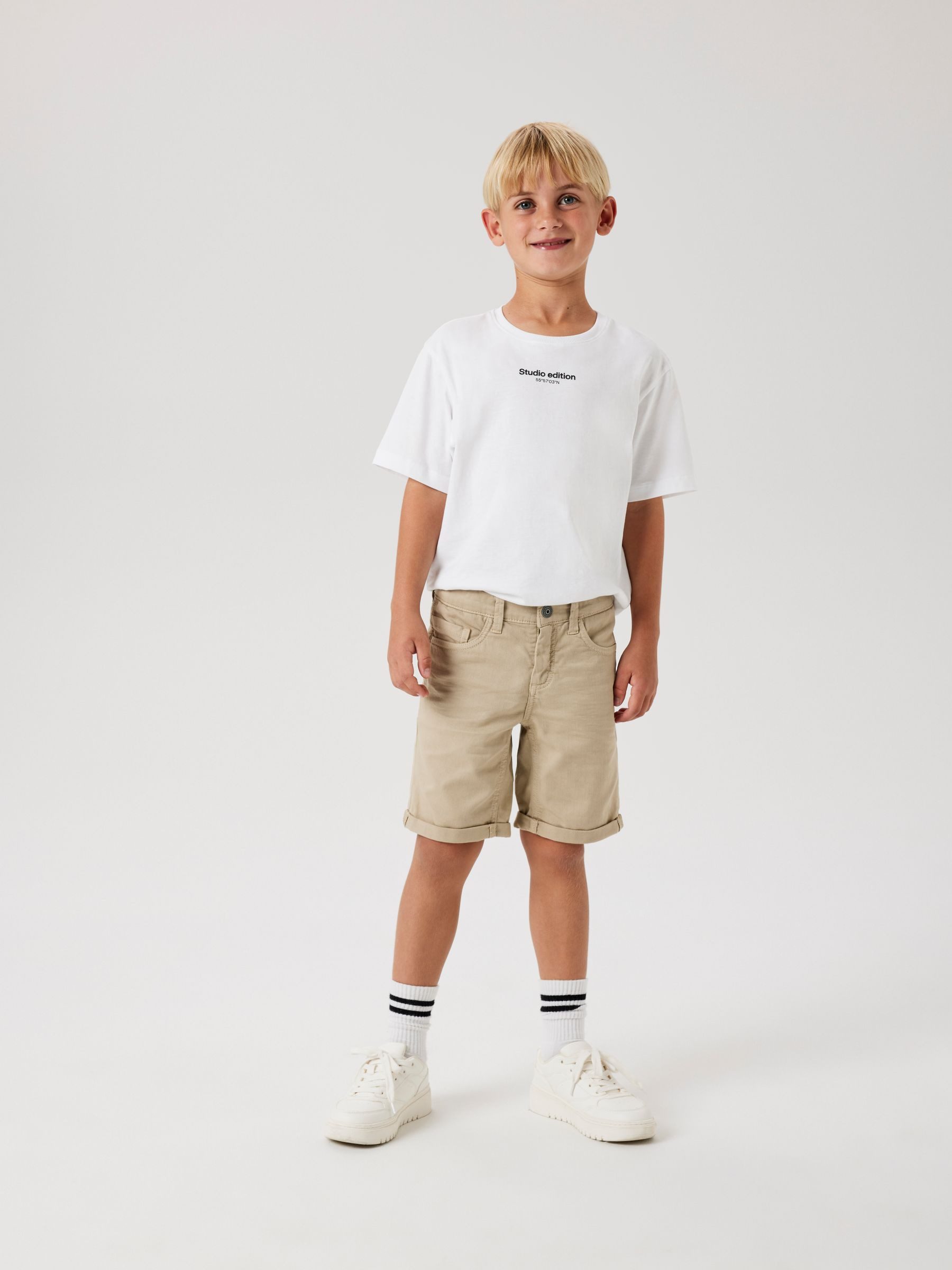 Name It Shorts Sommerliche Kurze Chino Denim Hose für Jungen (1-tlg) Baumwolle Normal Fit unifarben atmungsaktiv Reißverschluss