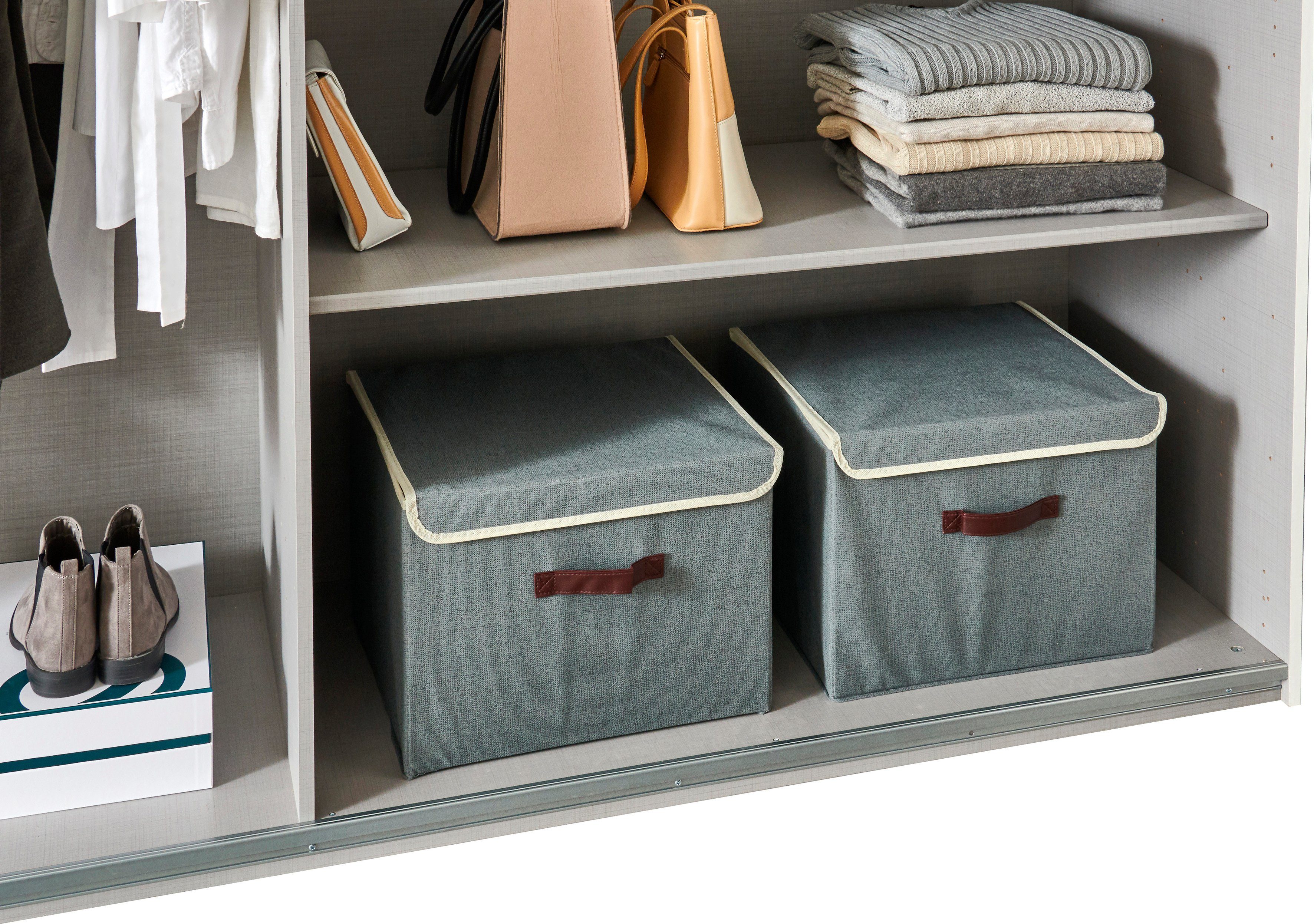 Stoffboxen Nachbildung/Spiegel Schwebetürenschrank Eiche und 2 mit zusätzlichen Weiß/Artisan Einlegeböden Barmbek Wimex