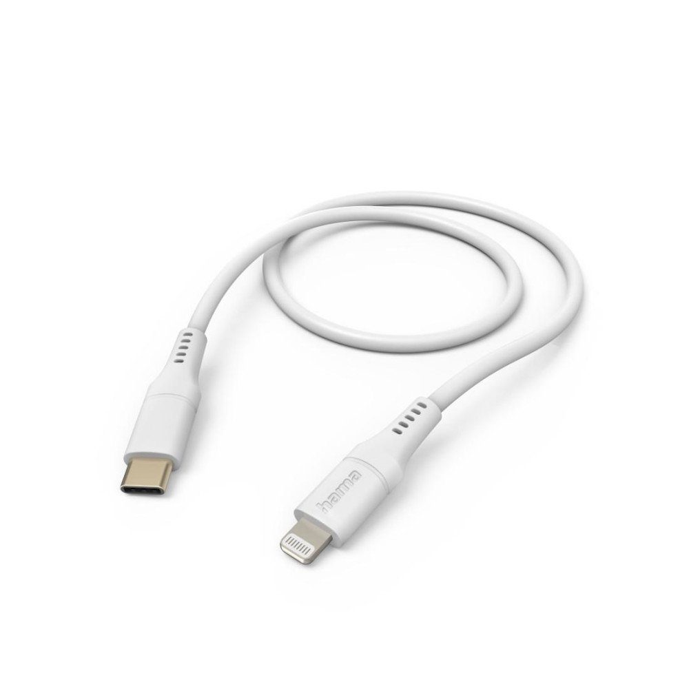 USB-C - Ladekabel Silikon, USB-Kabel Lightning, Weiß 1,5 "Flexible", m, Hama