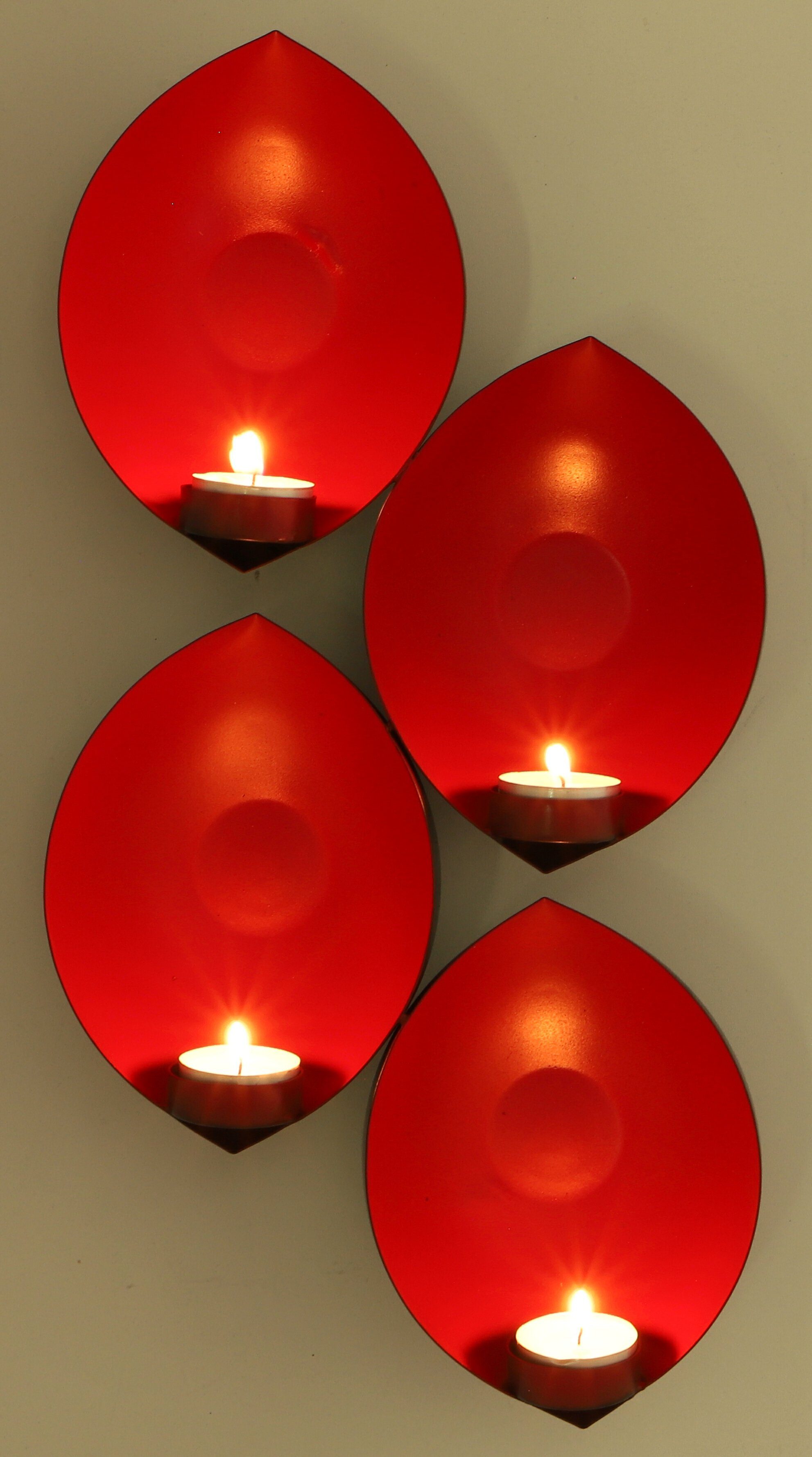 Windlicht Wandkerzenhalter, Wandteelicht - rot