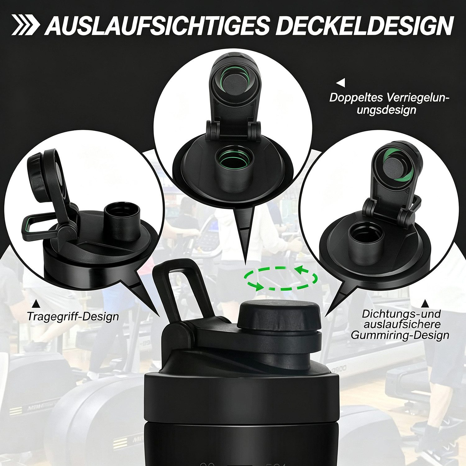 ibettertec Protein Shaker Protein Shaker Edelstahl 700+200 ML Eiweiß Becher mit pulverfach, Edelstahl, Doppelwandig, mit 200ml Tasse, für Eiweiß, Diät und Fitness-Shake