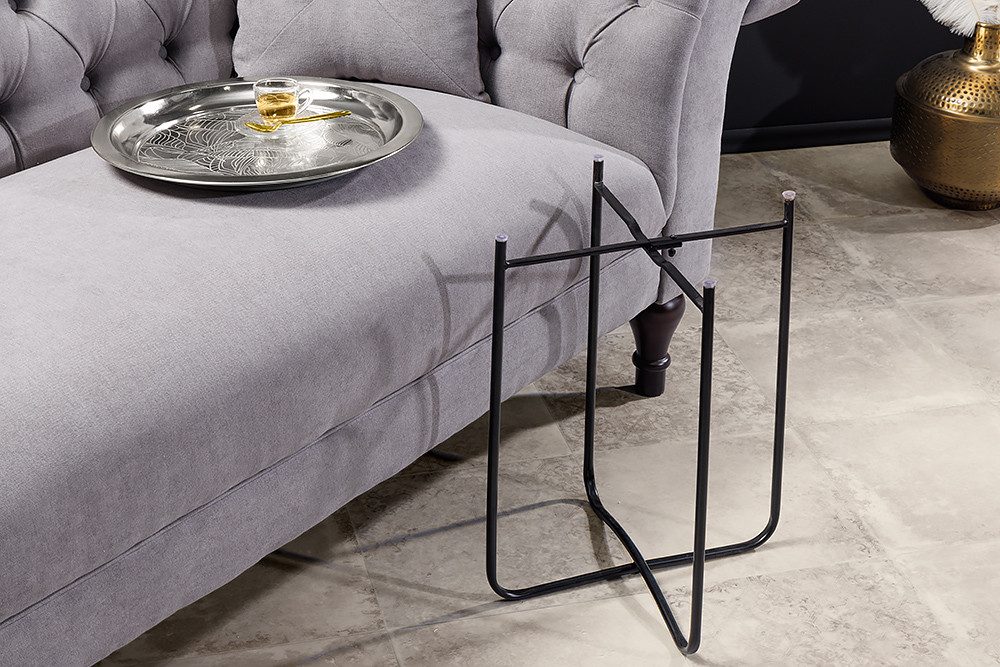riess-ambiente Beistelltisch CASABLANCA 50cm silber / schwarz · Wohnzimmertisch aus Metall (Einzelartikel, 1-St), Teetisch · rund · handmade · abnehmbares Table – Bild 5 von 5