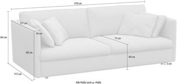 FLEXLUX 3-Sitzer Lovane, Weich & anschmiegsam, große Sitztiefe auf Kaltschaum, Dekokissen inkl.