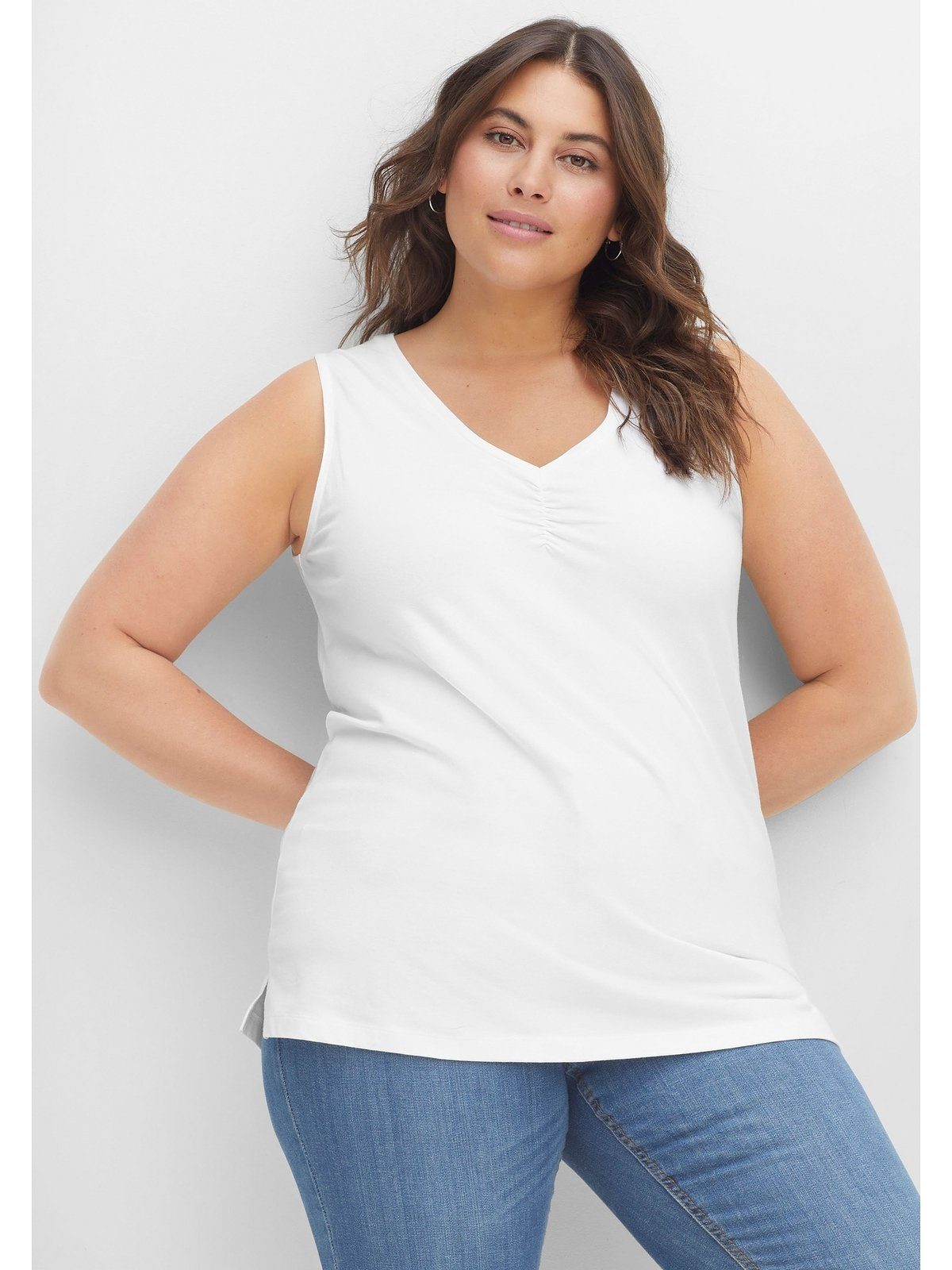 Sheego Tanktop Große Größen aus leichtem, elastischen Baumwolljersey
