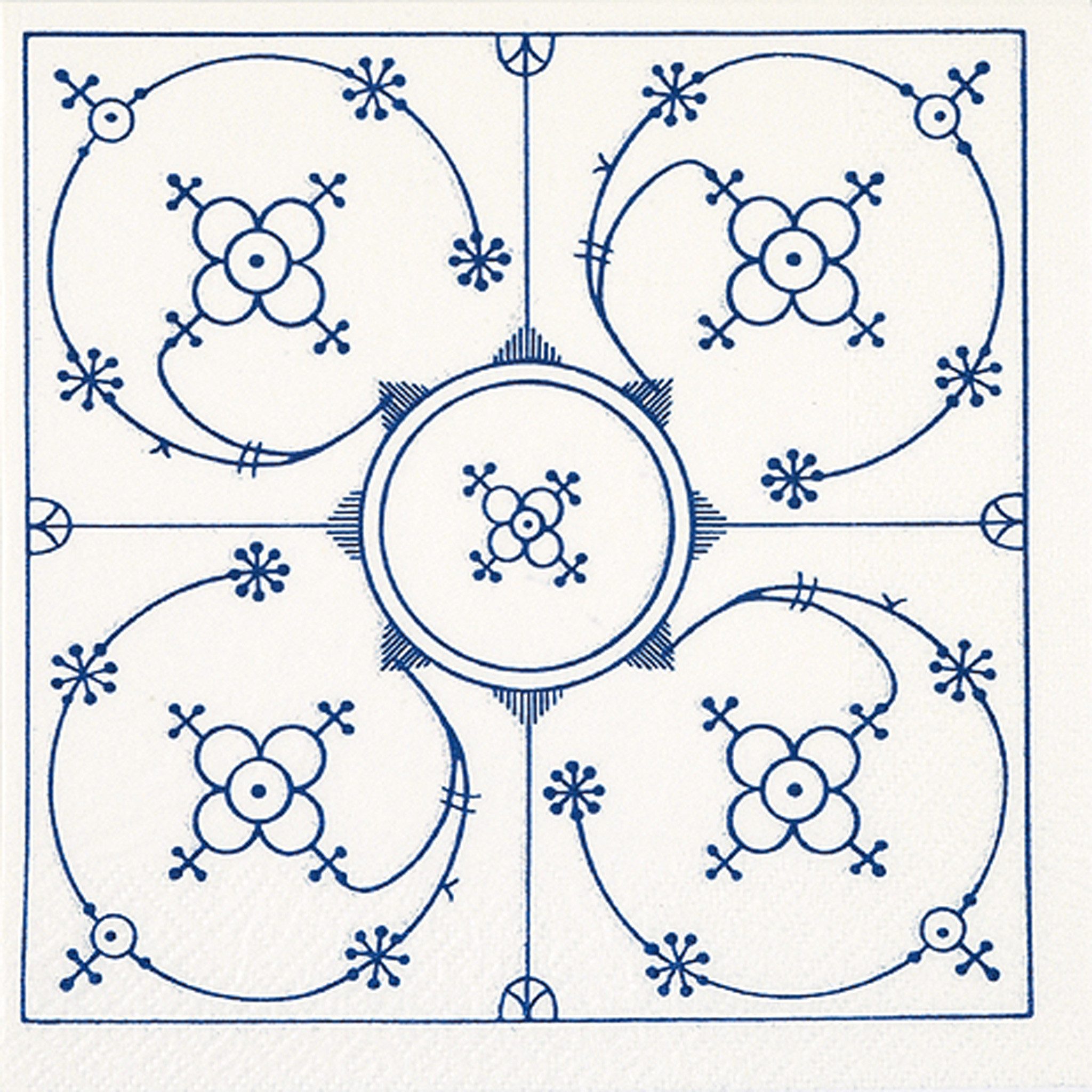ti-flair Papierserviette, Servietten Papier 33x33cm 3-lagig Indisch Blau Ornament 20 Stück
