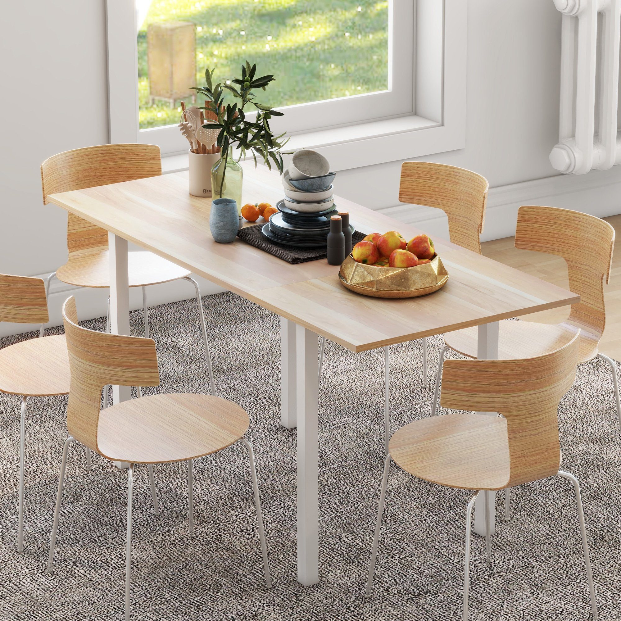 HOMCOM Klapptisch Esszimmertisch für 6 Personen, 160cm x 70cm x 76cm (Küche günstig online kaufen
