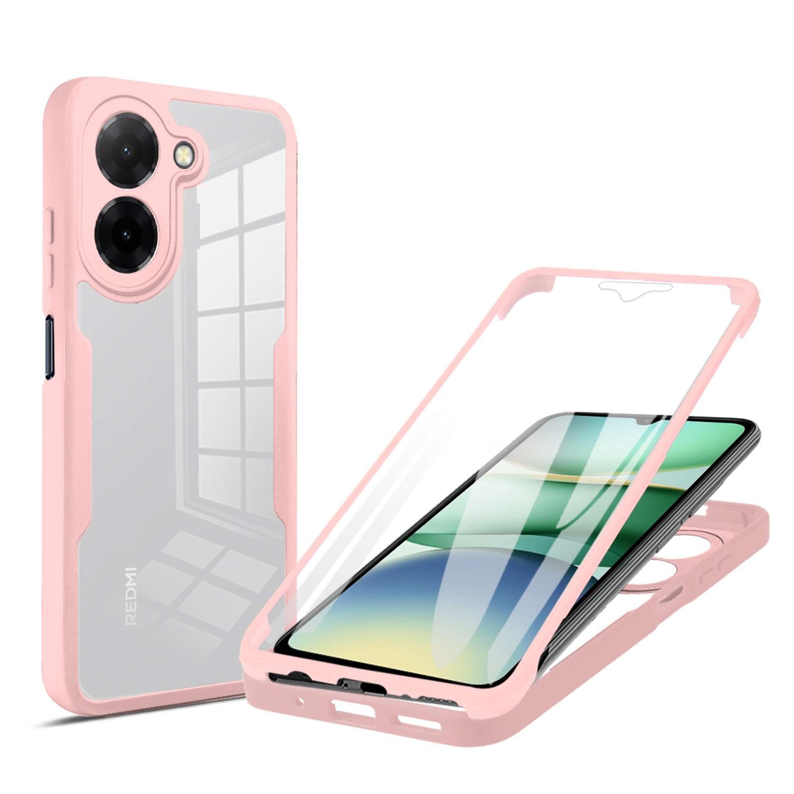 betterfon Handyhülle für Xiaomi Redmi A5 4G 2-teiliges 360° TPU Schutzcase, Rundumschutz mit integrierter Displayabdeckung und klarer Sicht