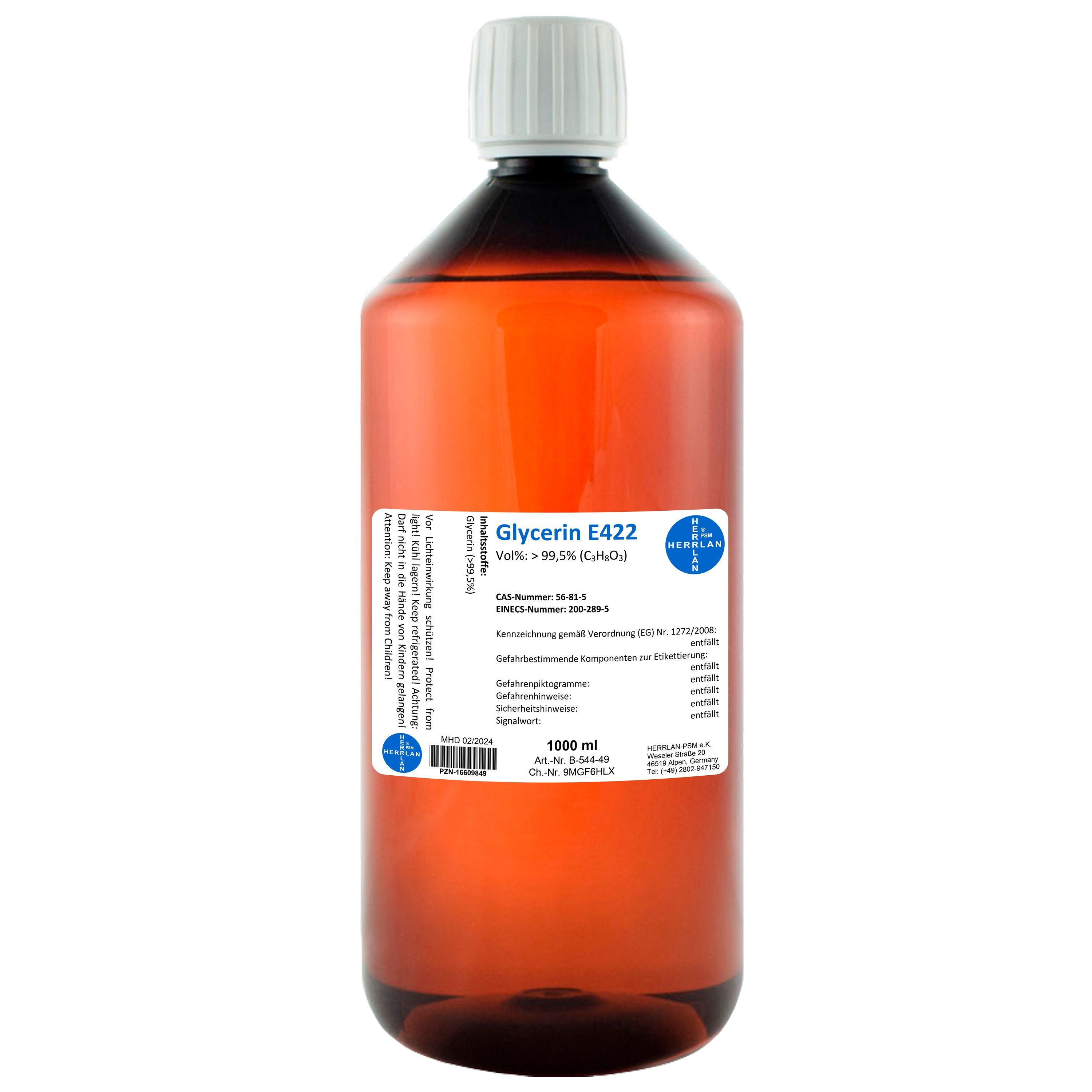 HERRLAN Rohseife Glycerin E422 - Pur VG zum Vorteilspreis, 1000 ml - Made in Germany | Handseifen