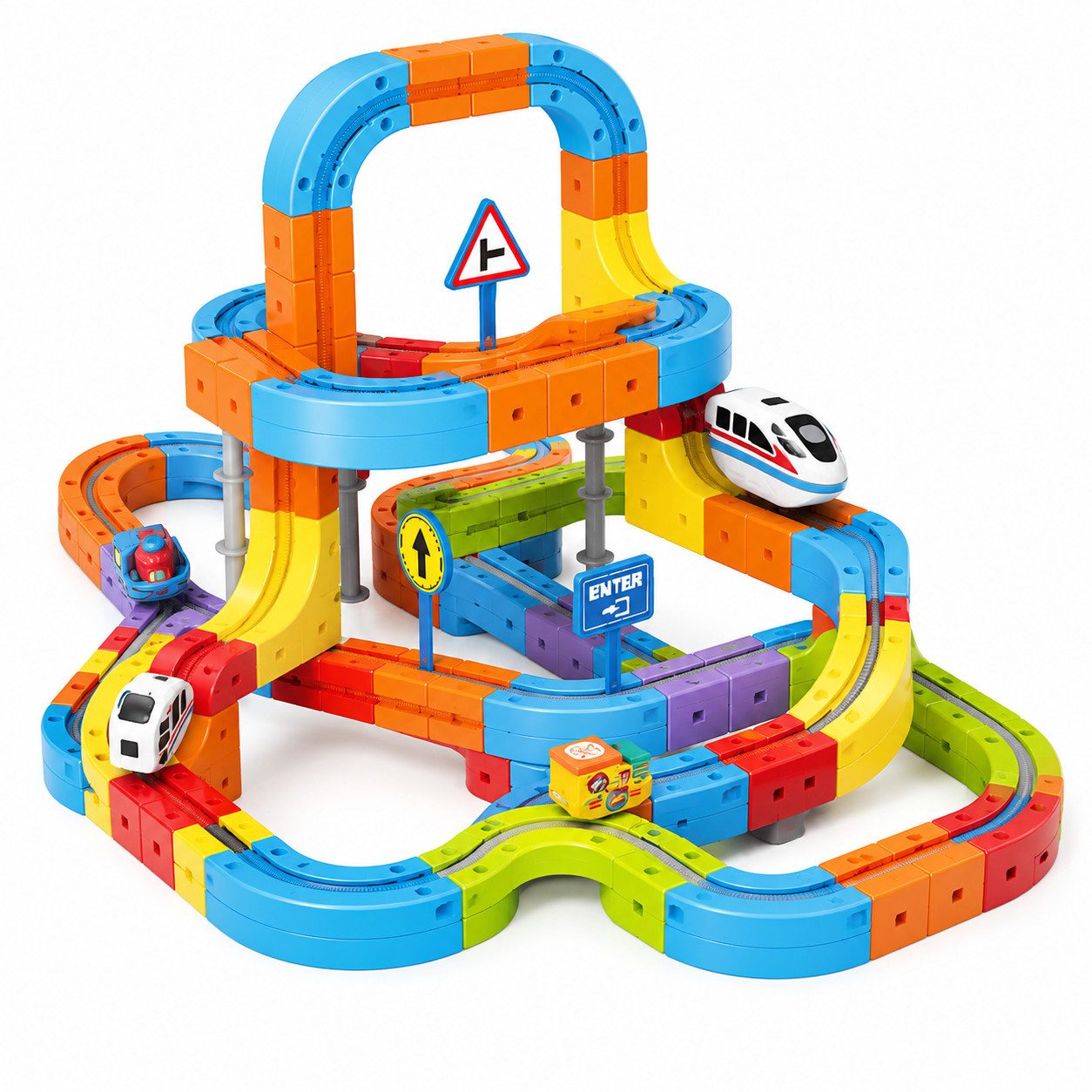 ibettertec Magnetspielbausteine – Bausteine mit Auto für kreatives Bauen Magnetspielbausteine, (Set, 80 St., 80‑teiliges), für abwechslungsreiche Streckenbauweisen