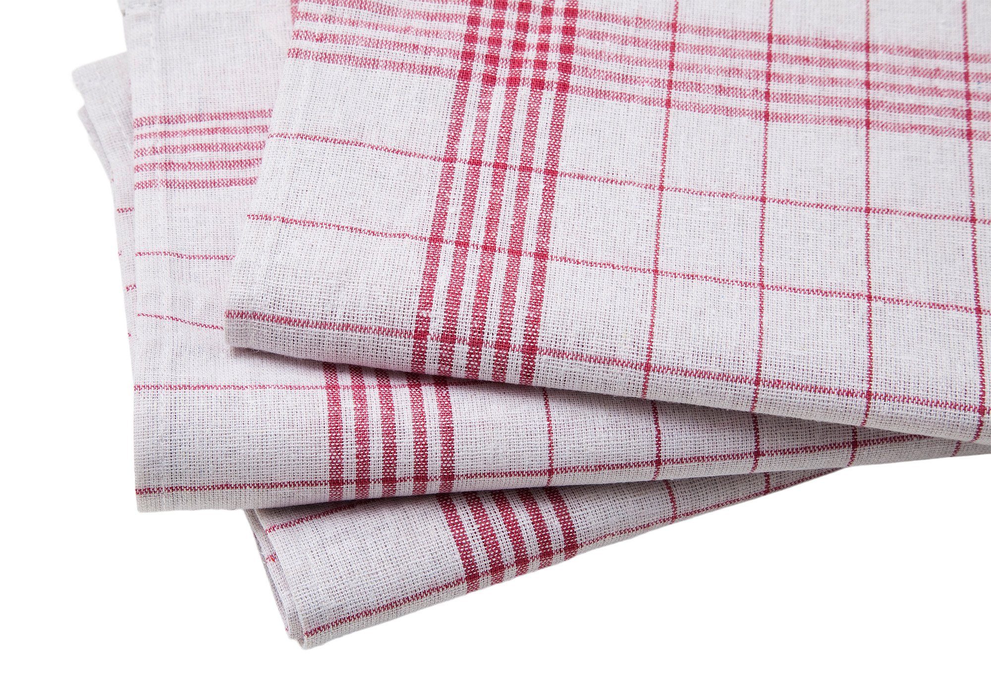 Geschirrtücher Premium Hometex 50 & Rot-Weiß (10-tlg., 10-er 10er Halbleinen 50 x aus in cm, Geschirrtuch Leinen Set 50 Set) Baumwolle 70 % Textiles %